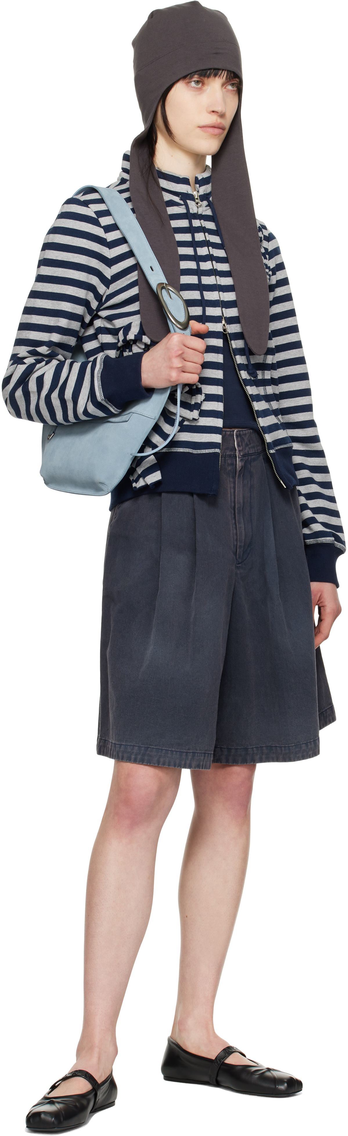 Open Yy Navy Washed Bermuda Shorts In Navy