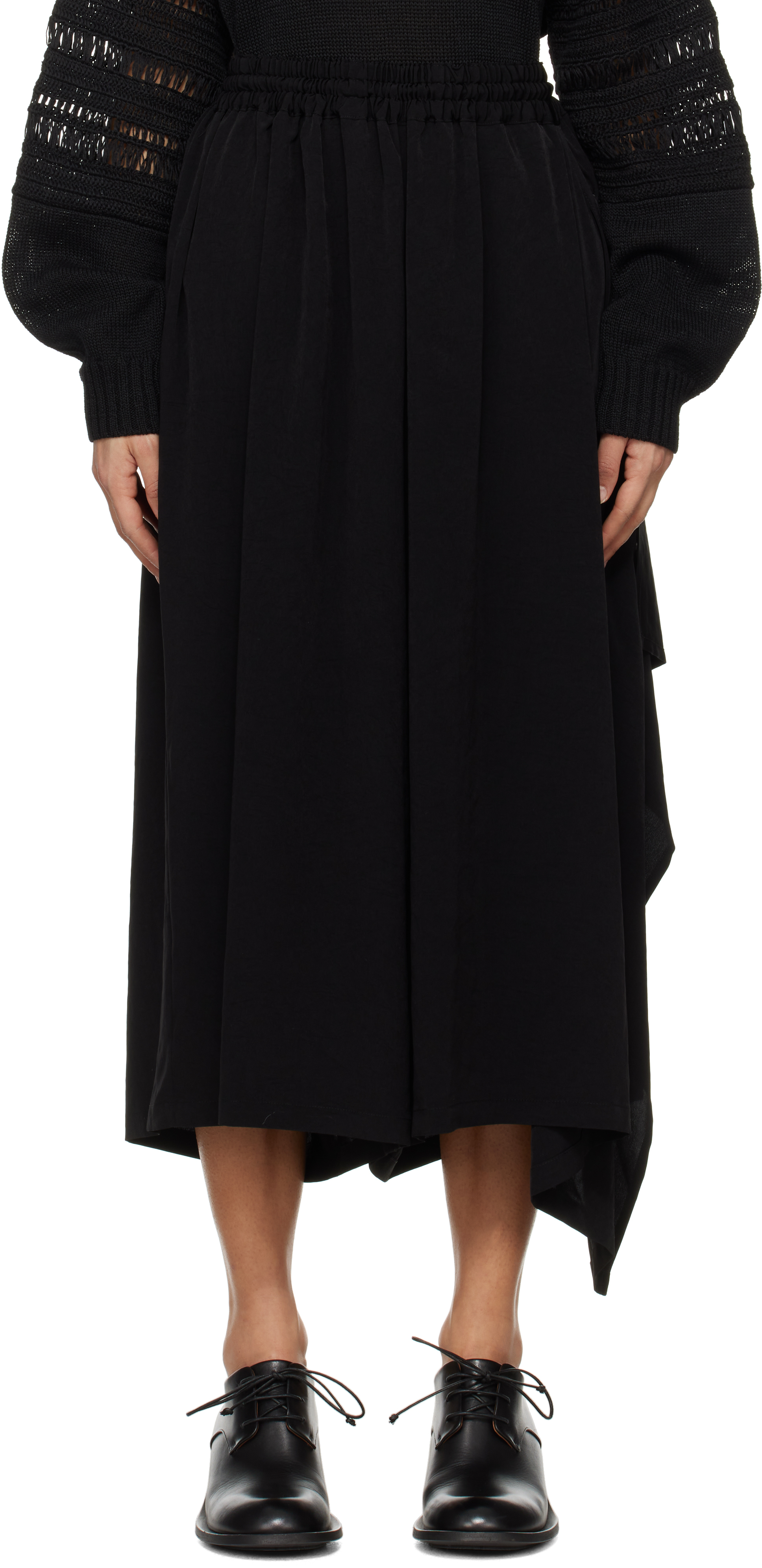 Black Side Elastic Maxi Skirt