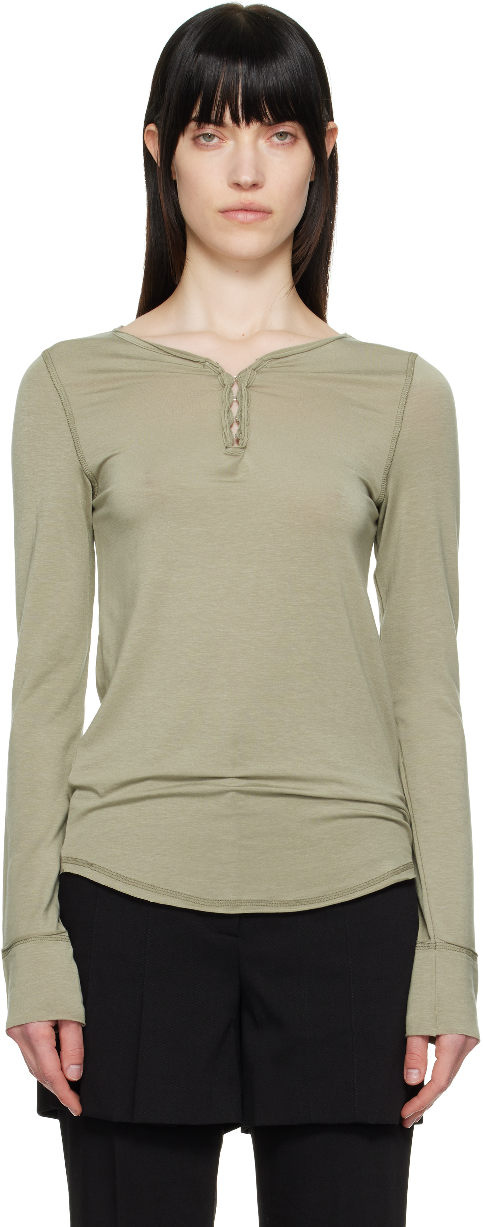 Khaki Hook Long Sleeve Henley