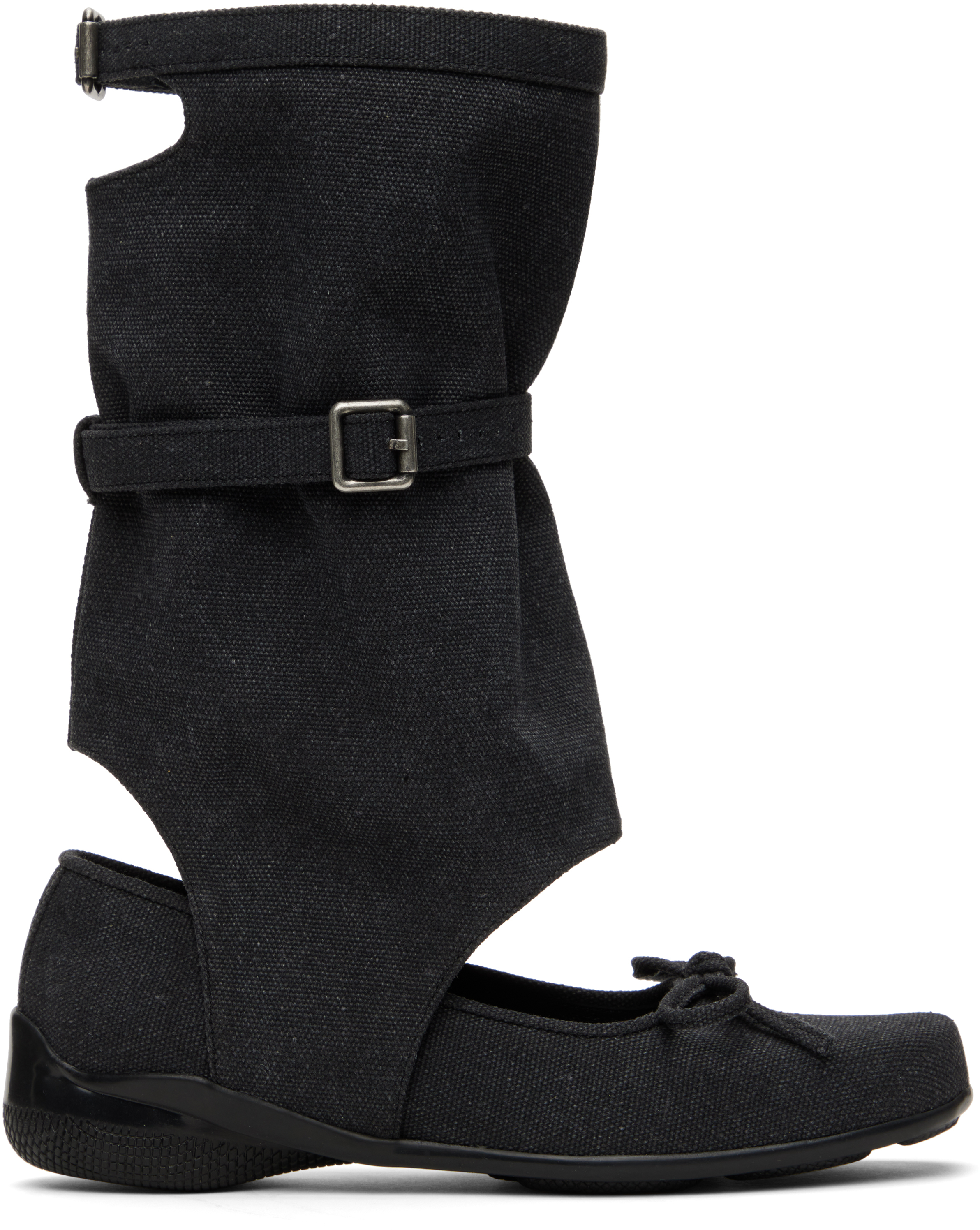 Khaki Ballet Flat Cut-Out Boots