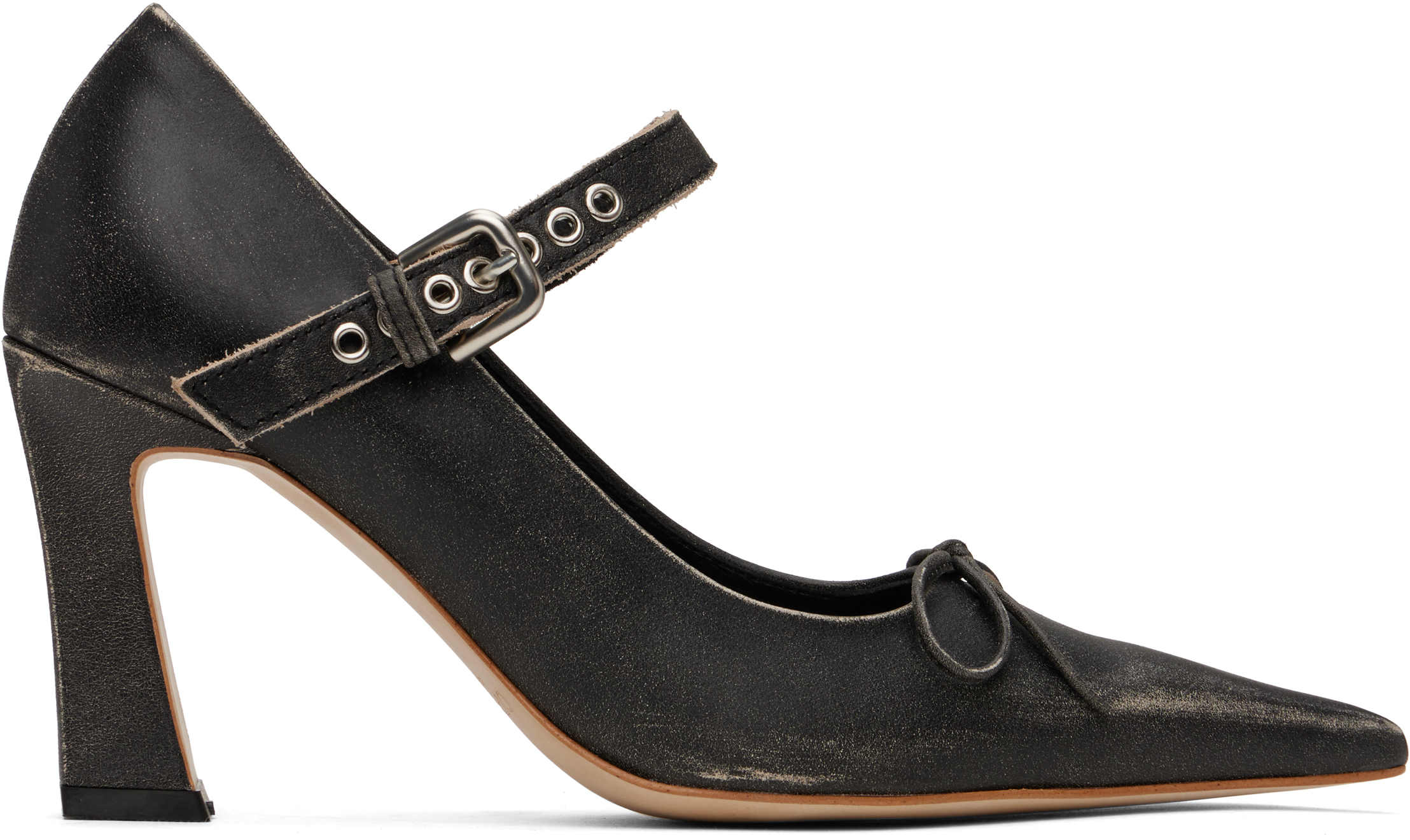 Gray Buckle Pointy Heels