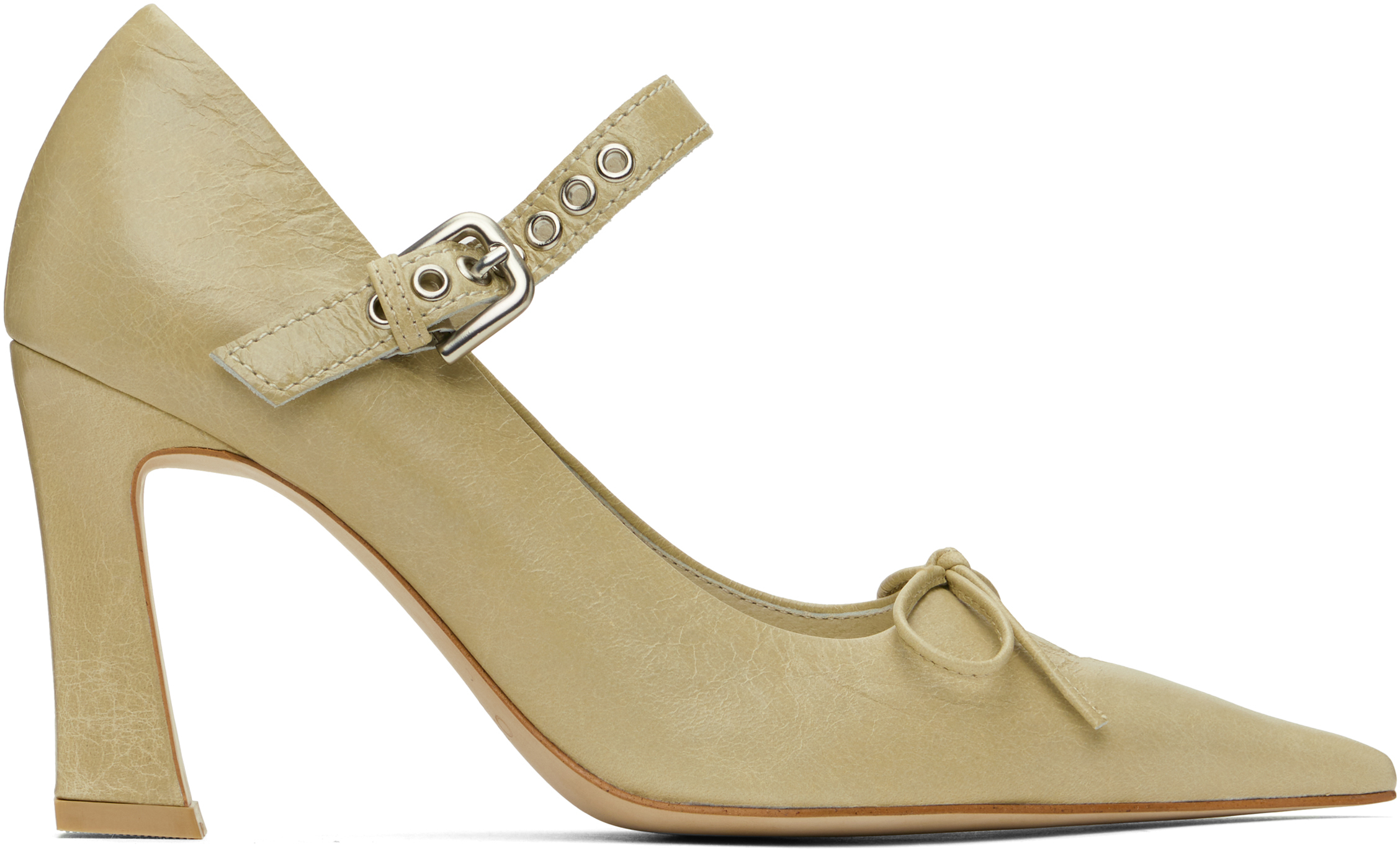 [OPEN YY] / ☆ 25SS BUCKLE POINTY HEELS / BEIGE Beige Buckle Pointy Heels by OPEN YY on Sale