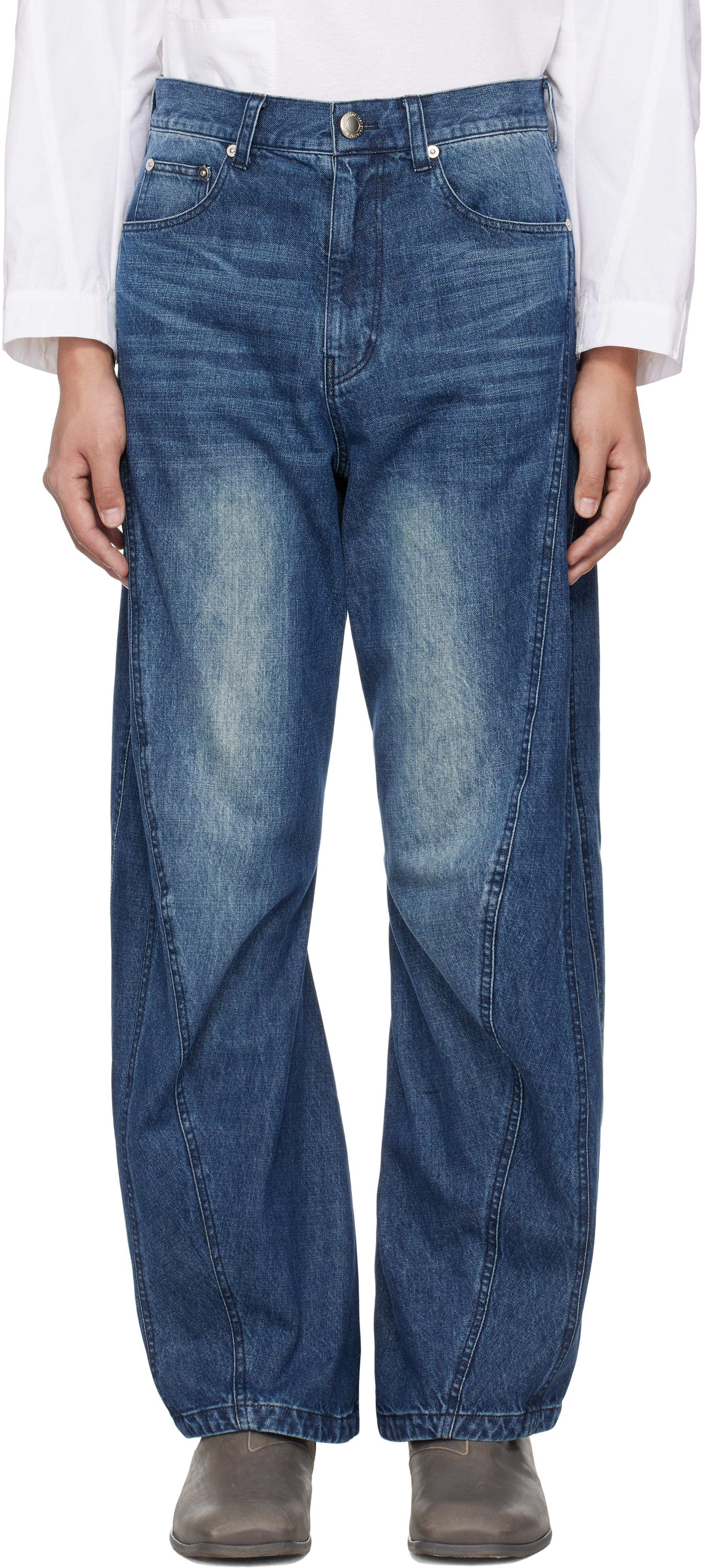 Blue Curved Silhouette Jeans