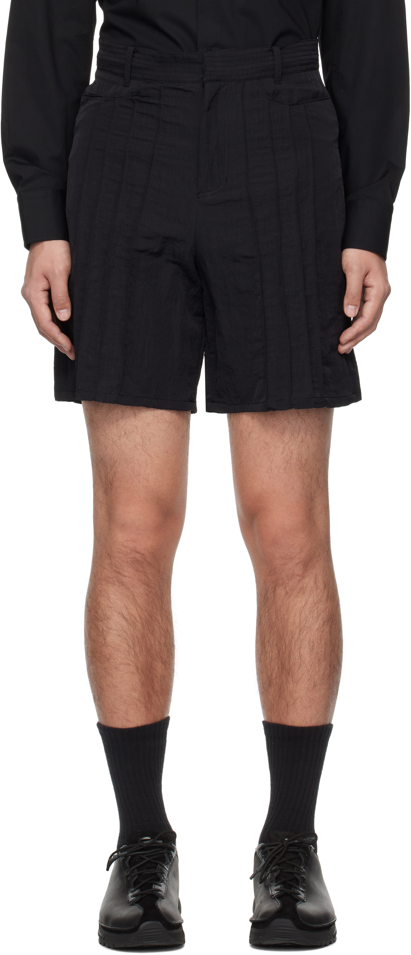 Black Pin Tuck Shorts