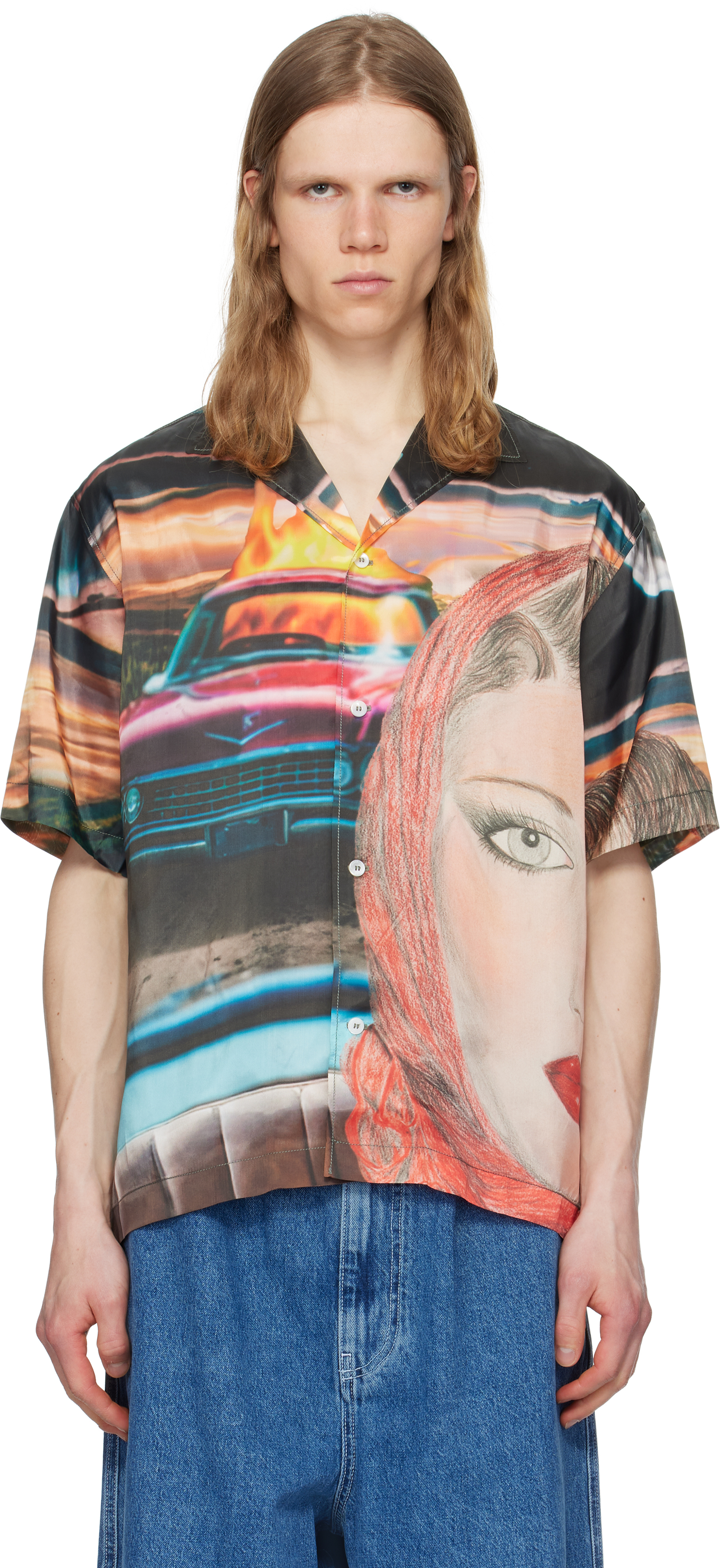 Sunnei Multicolor Shortsleeve T-shirt In 8186 Annemarie Print