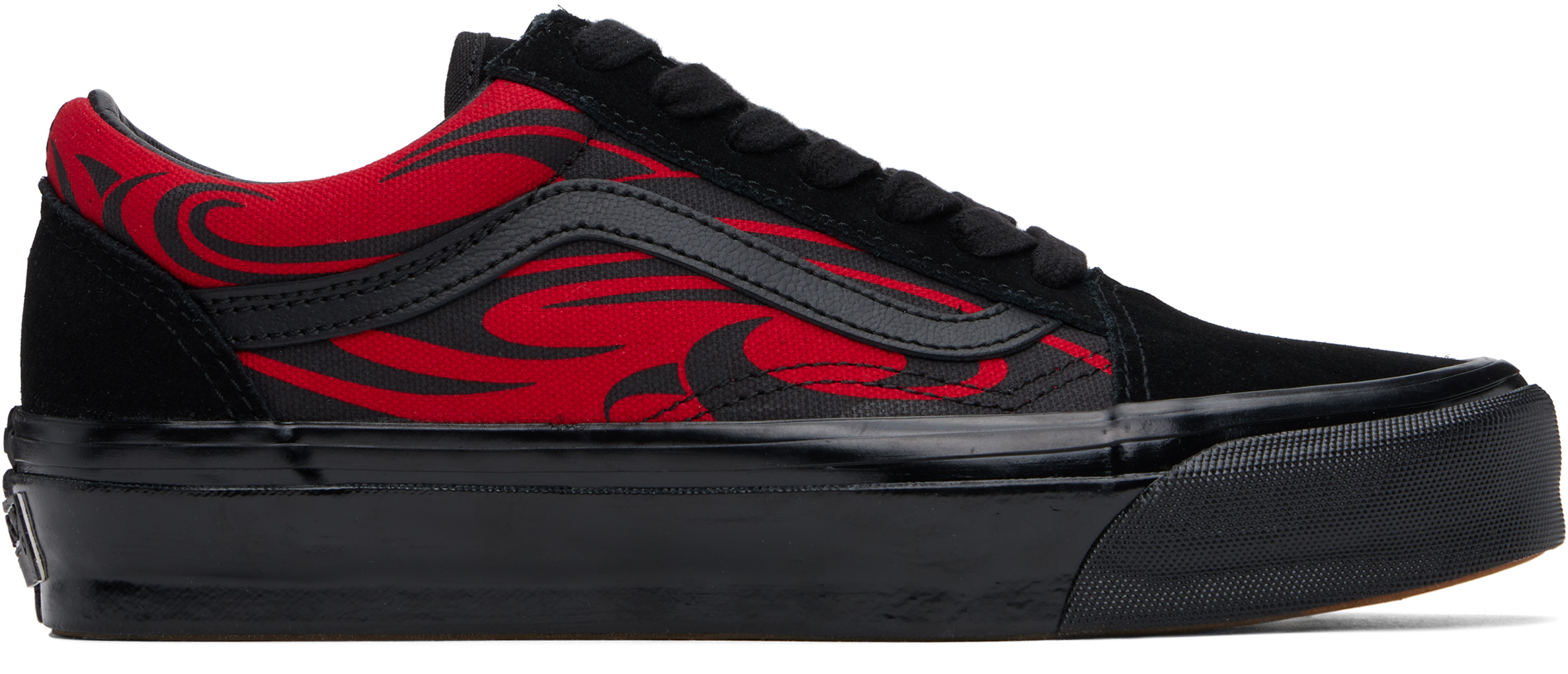 Vans: Baskets Old Skool noir et rouge Premium SSENSE France