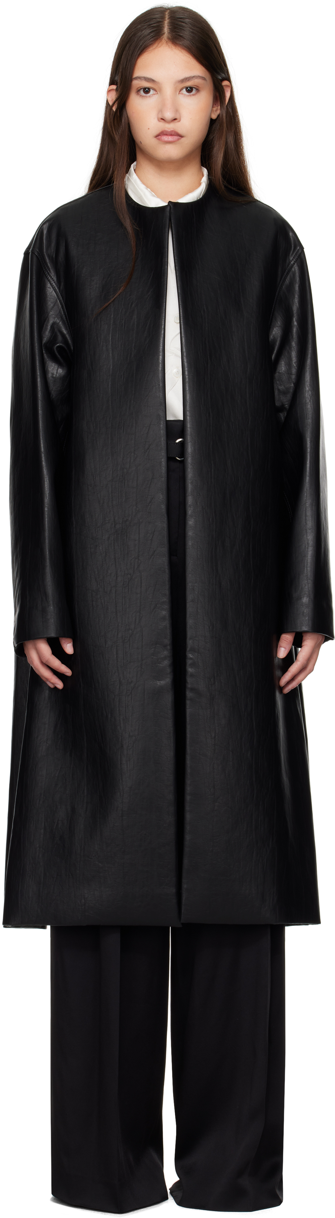 Black Alexis Faux-Leather Coat