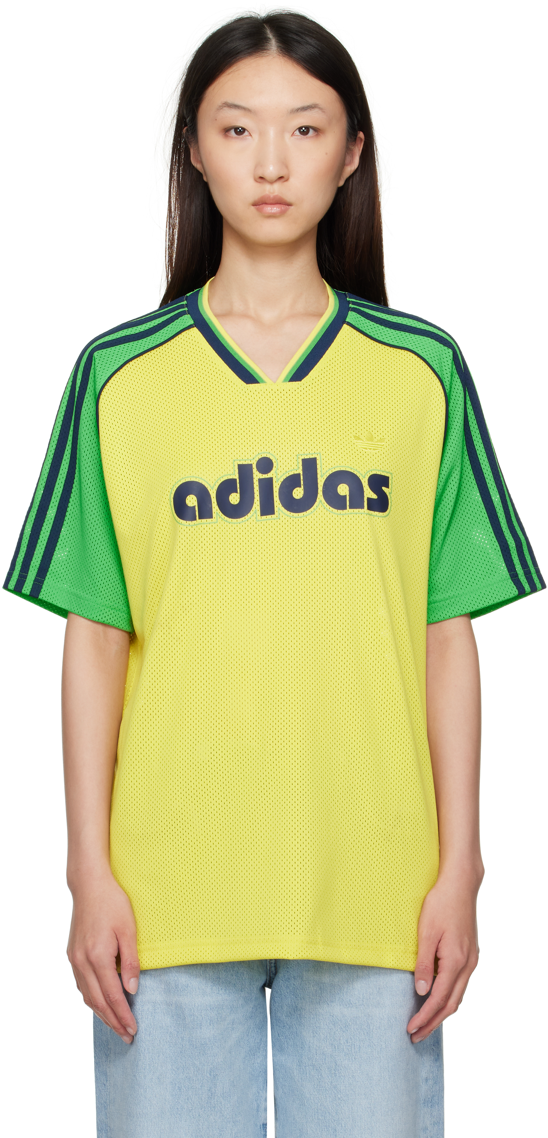 adidas Originals: Yellow & Green Mesh Jersey | SSENSE