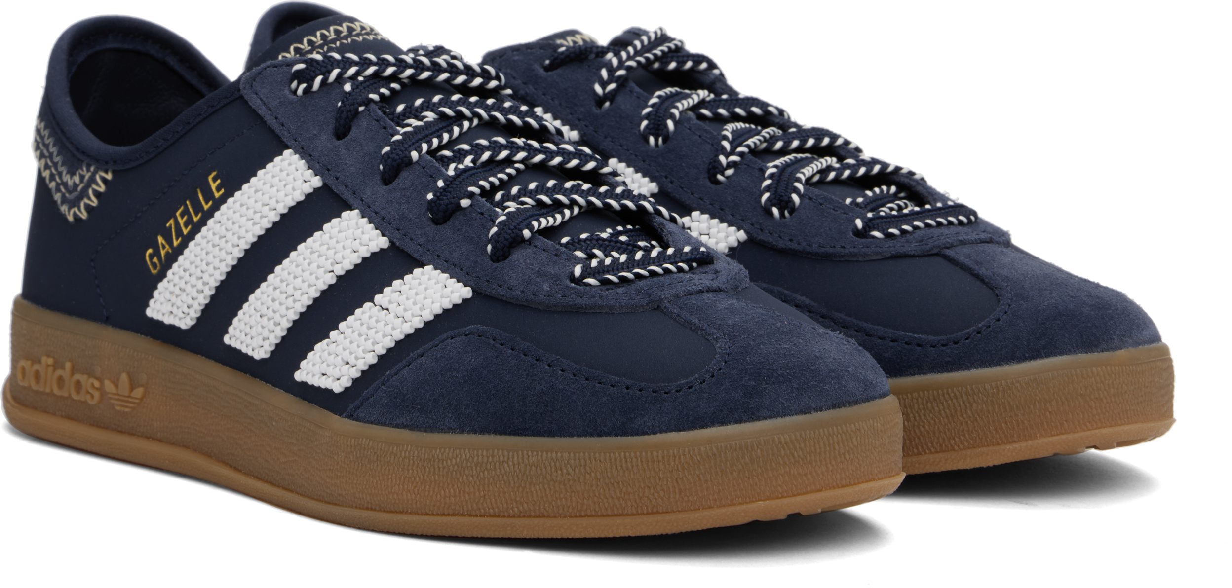Adidas Originals Navy Clot Edition Gazelle Sneakers In Collegiate Navy/off