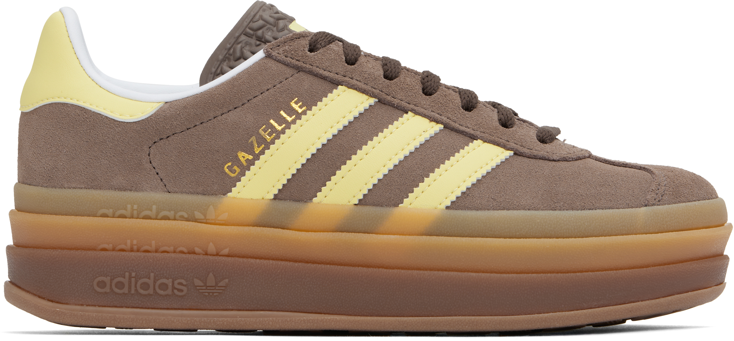 Brown & Yellow Gazelle Bold Sneakers