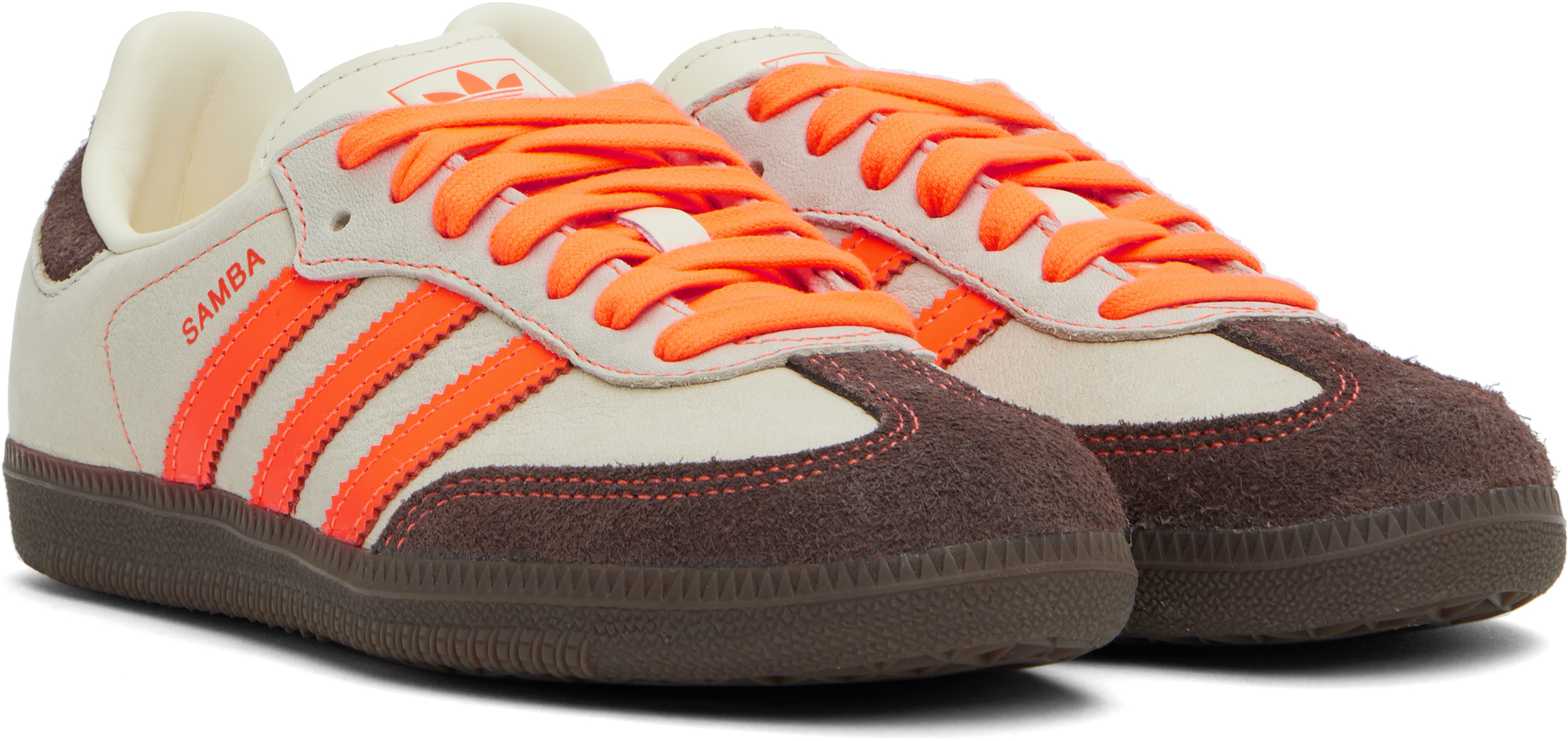 Adidas Originals Samba Og Leather Low-top Sneakers In Solar Orange / Cream