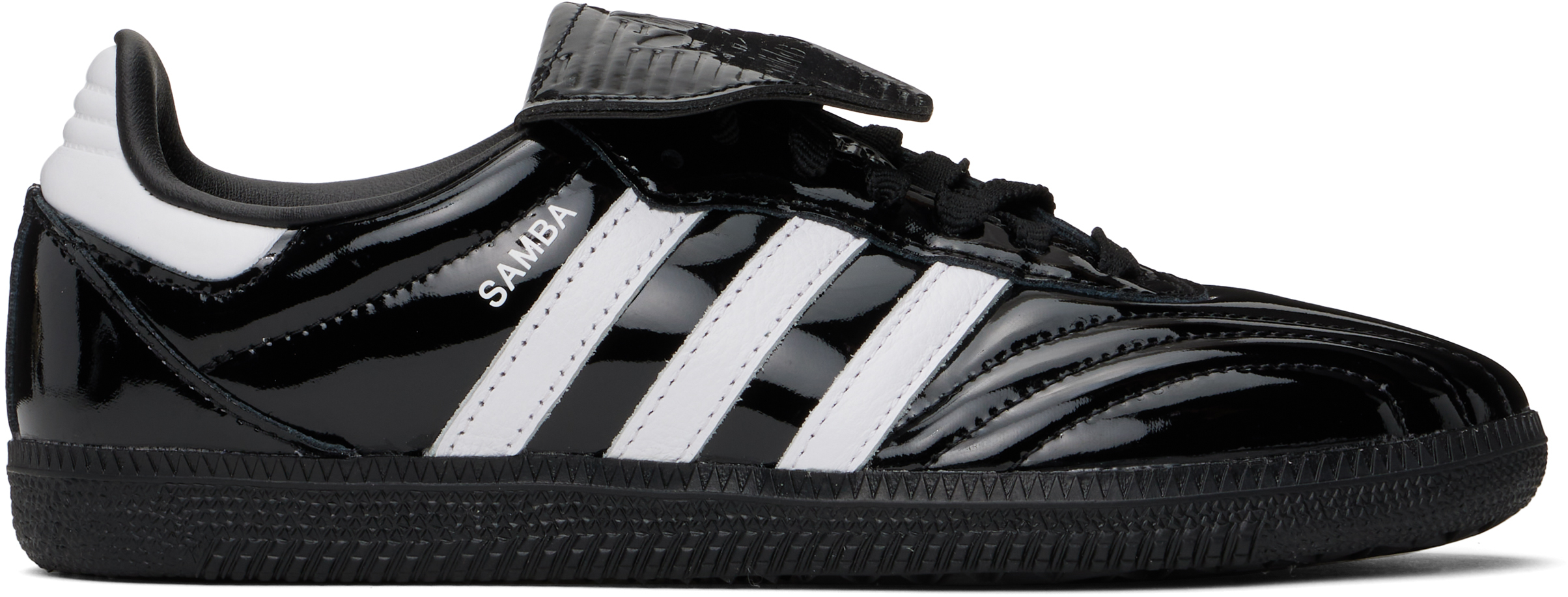 Adidas Originals Samba Lt Leather-trimmed Patent-leather Sneakers In Core Black / Ftwr Wh