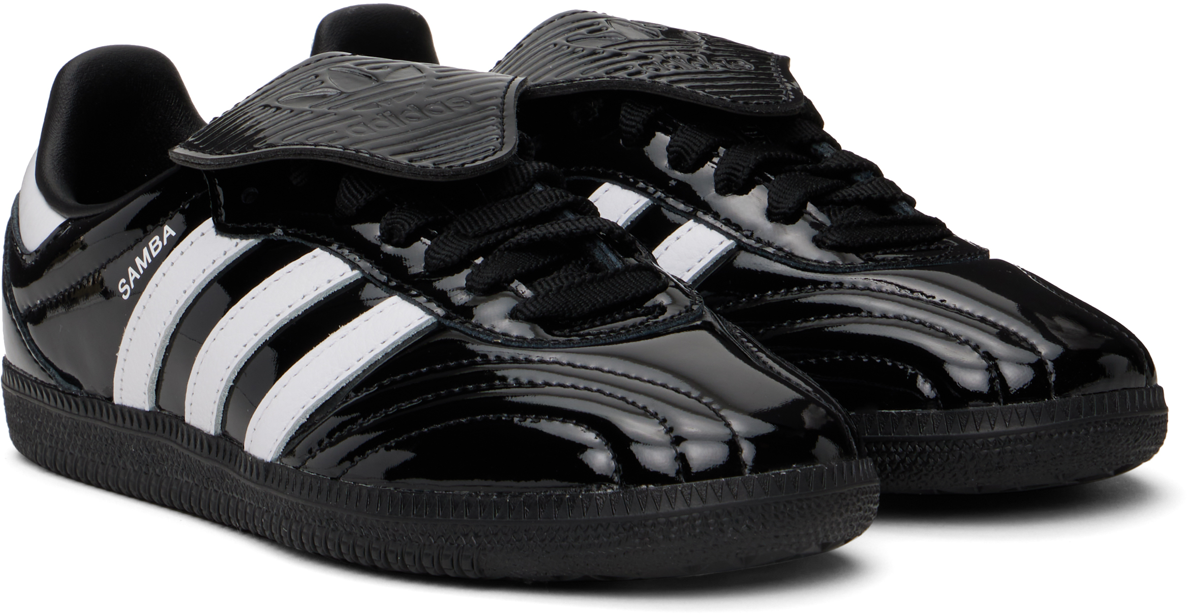 Adidas Originals Samba Lt Leather-trimmed Patent-leather Sneakers In Core Black / Ftwr Wh