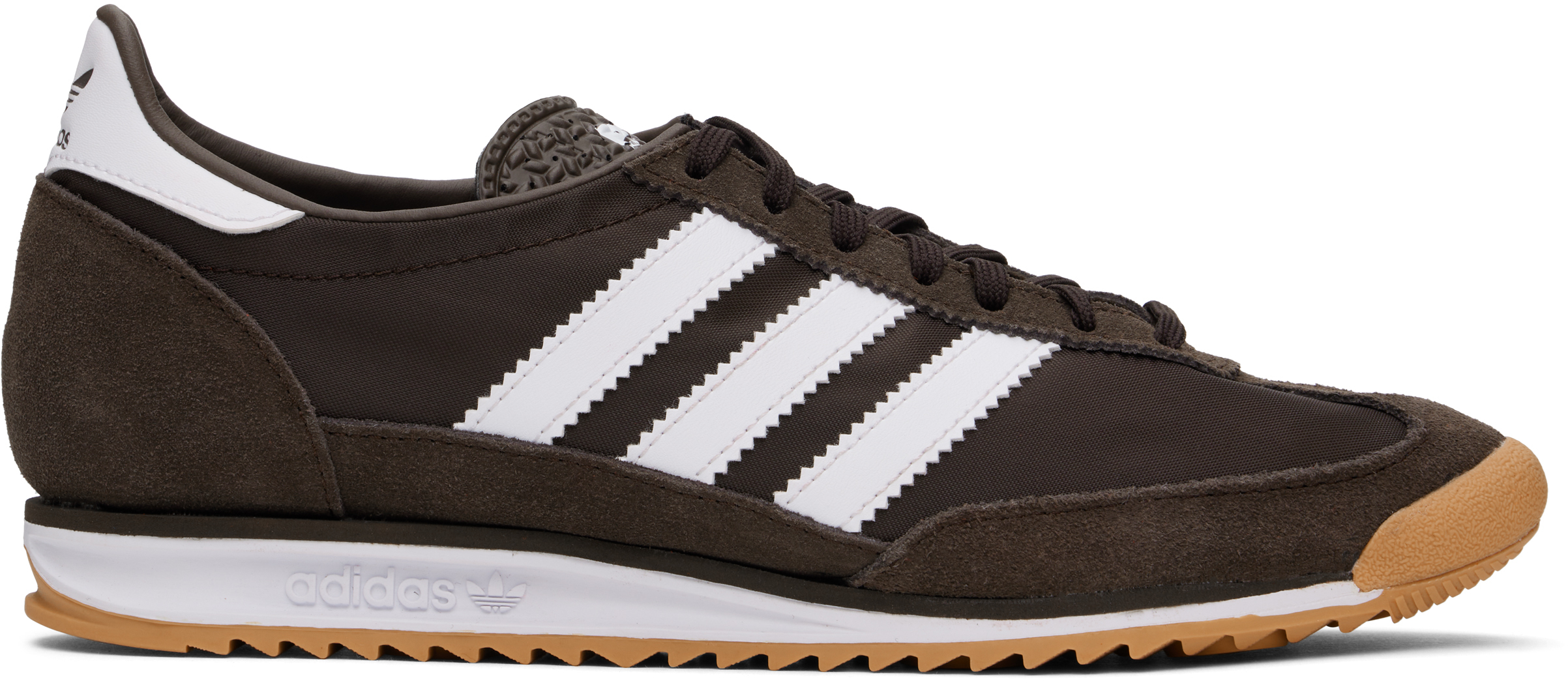 Adidas Originals Sl 72 Og Suede And Crochet-trimmed Canvas Sneakers In Dark Brown / Ftwr Wh