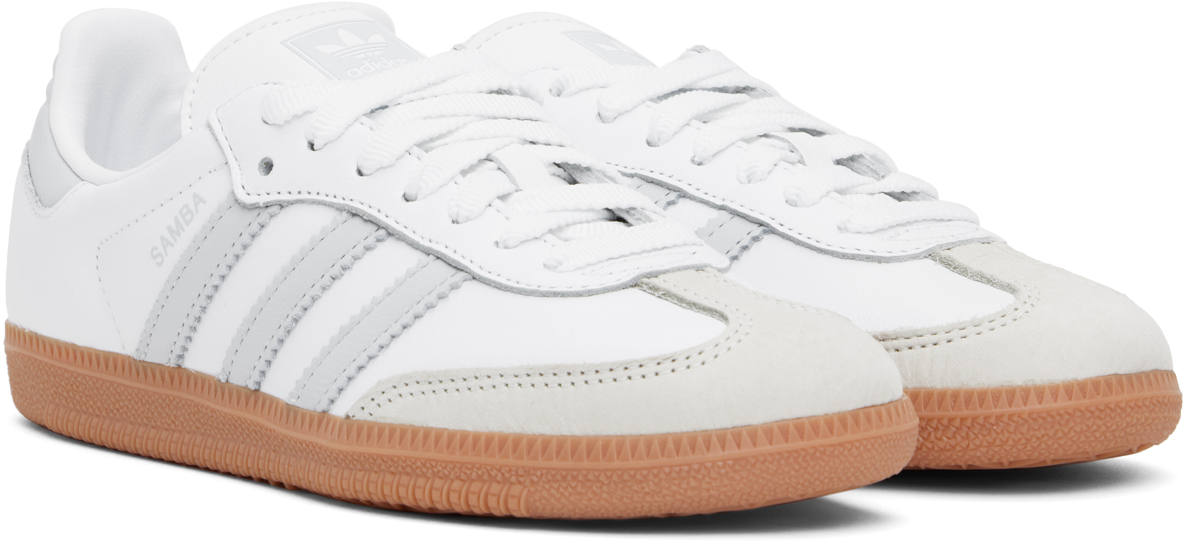 Adidas Originals White & Gray Samba Og Sneakers In Ftwr White / Halo Bl
