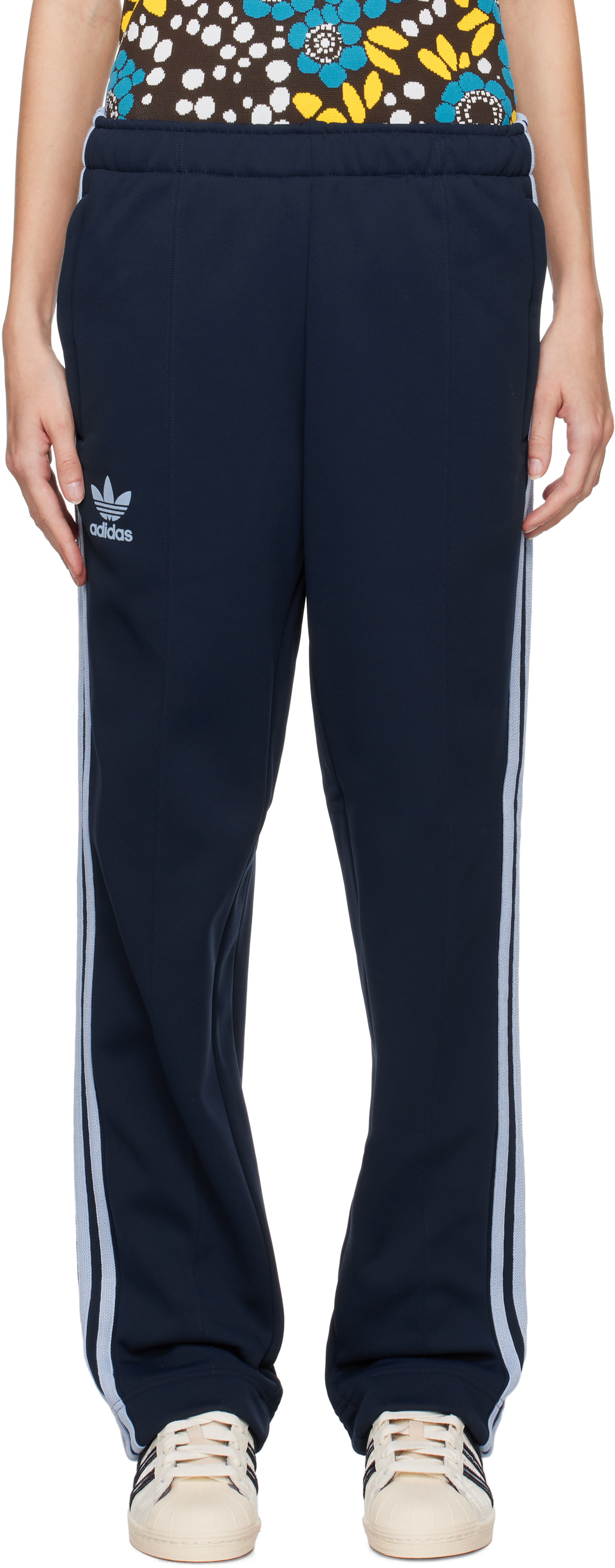 Shop Wales Bonner Navy Adidas Originals Edition Fleece Track Pants In Collegiate Navy