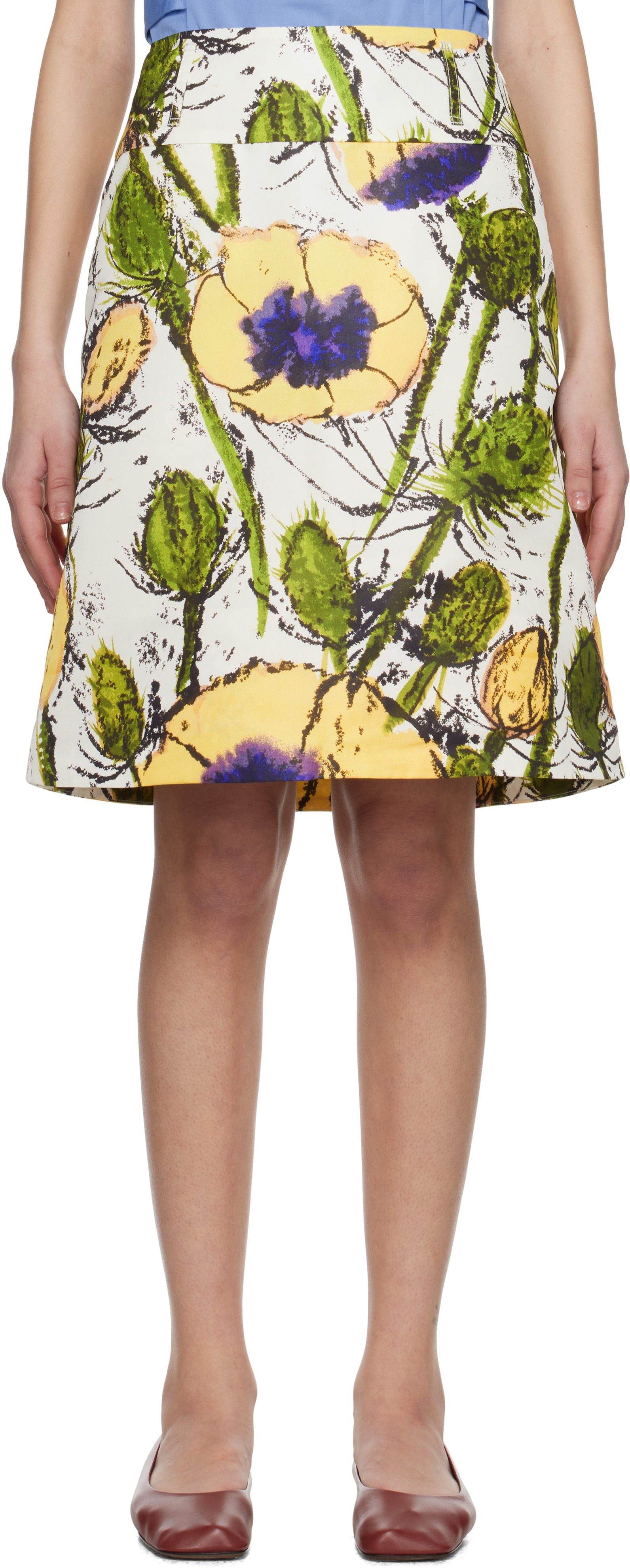 Wales Bonner Multicolor Petal Midi Skirt In Poppy Yellow