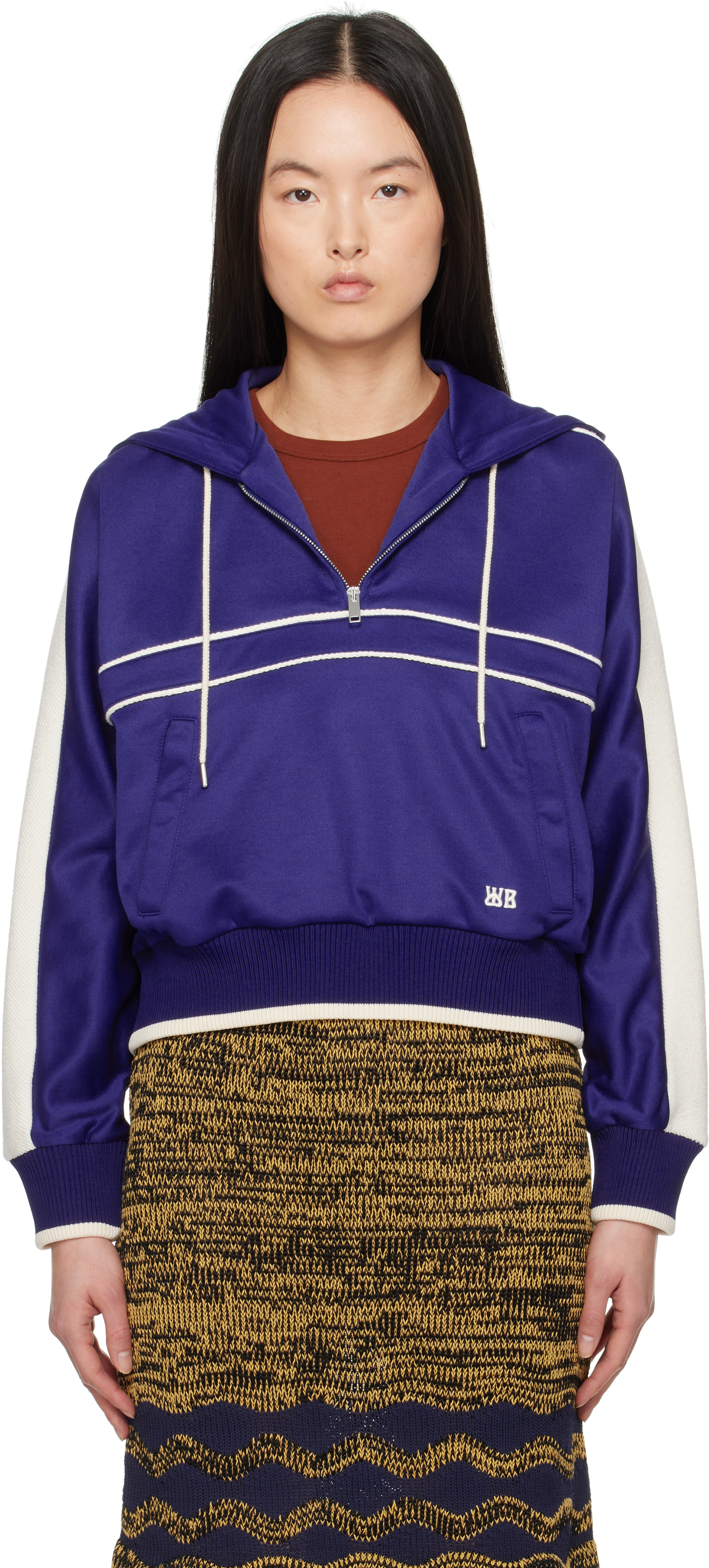 Navy Mantra Hoodie by Wales Bonner on Sale