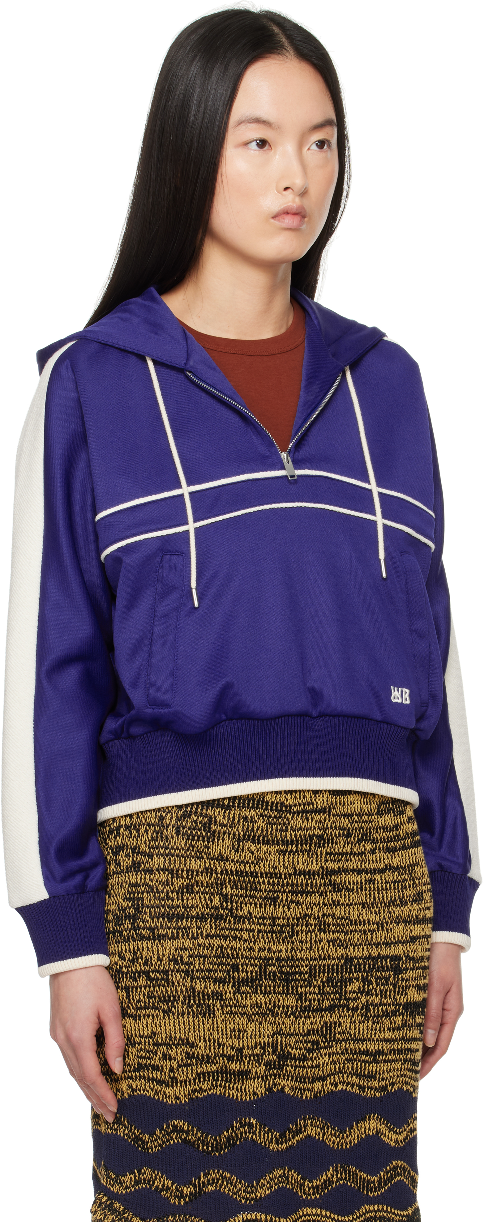 Wales Bonner Navy Mantra Hoodie In Navy / Natural