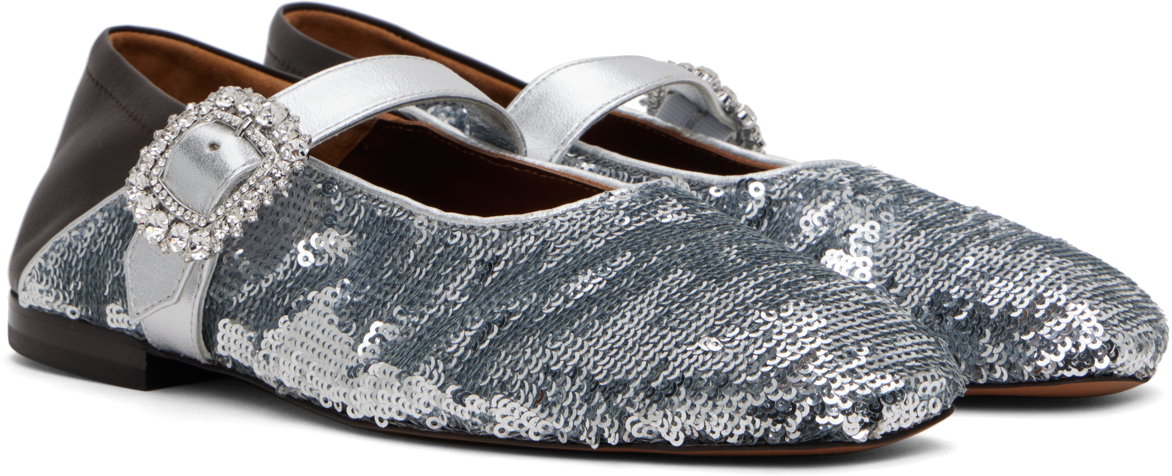 Wales Bonner Ballerina Buckle Flats Silver In Silver