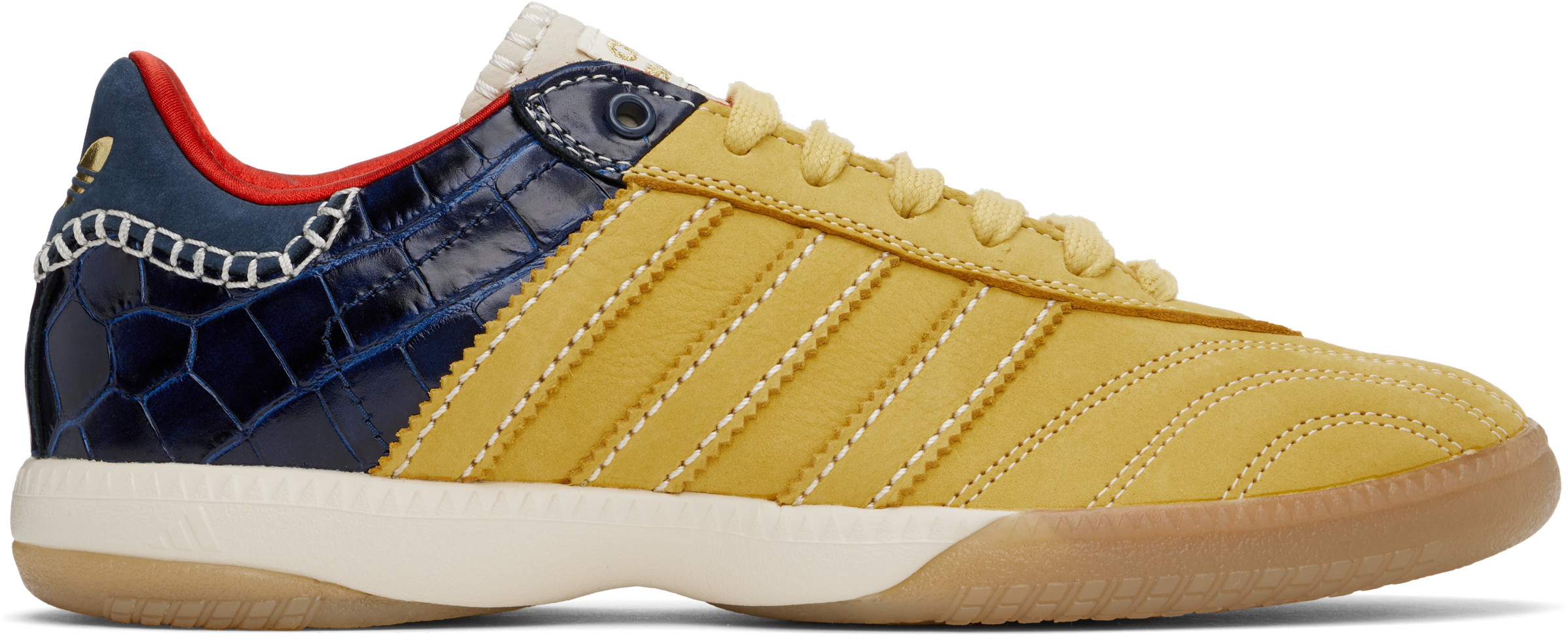 Shop Wales Bonner Yellow & Navy Adidas Originals Edition Mn Samba Sneakers In St Fade Gold S14/st