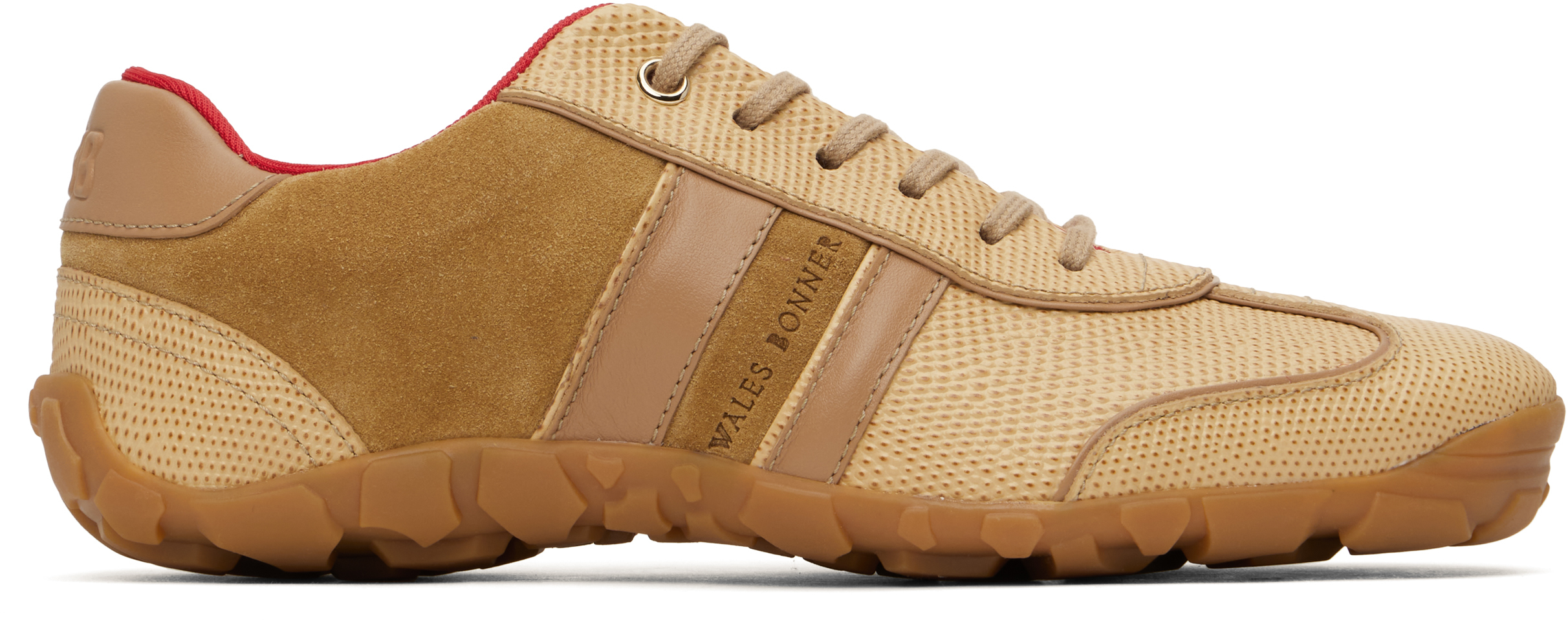 Wales Bonnerのベージュ レザースニーカーがセール中