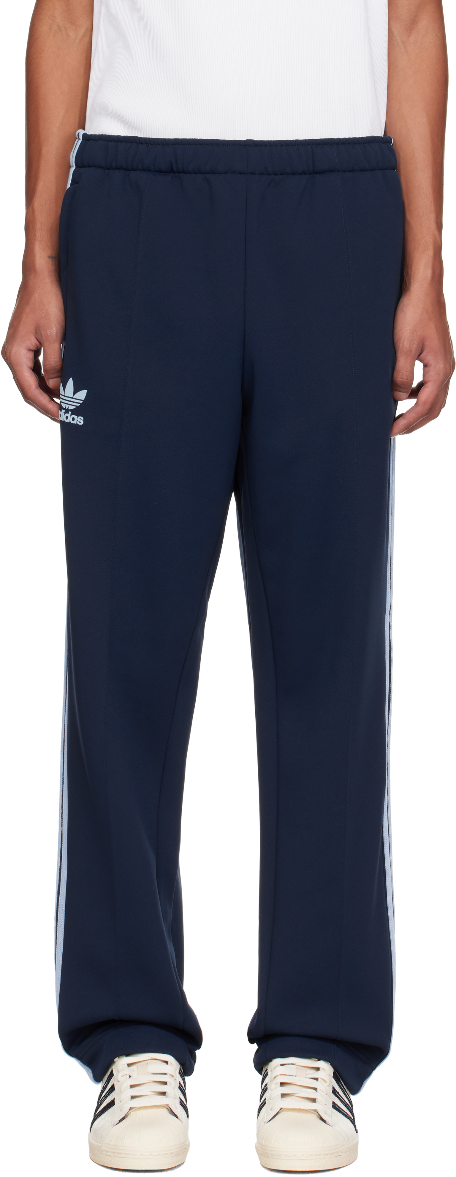 Shop Wales Bonner Navy Adidas Originals Edition Fleece Track Pants In Collegiate Navy