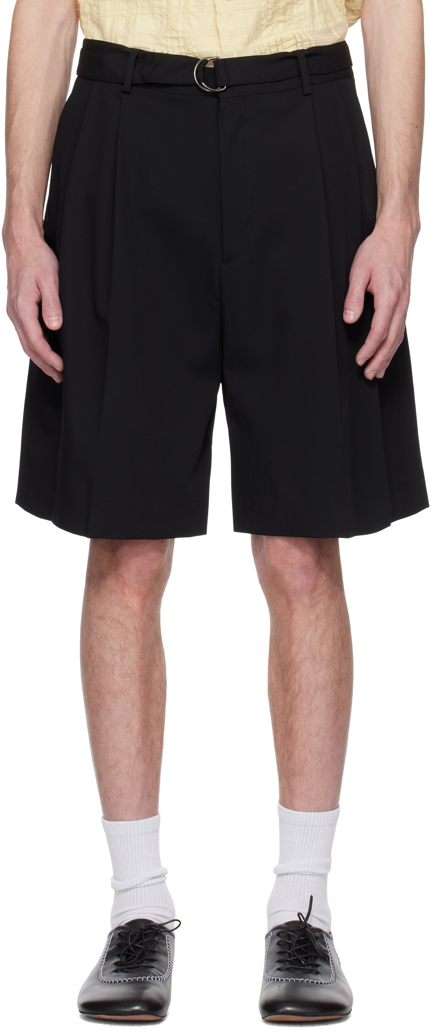 Black Marshall Pleated Shorts