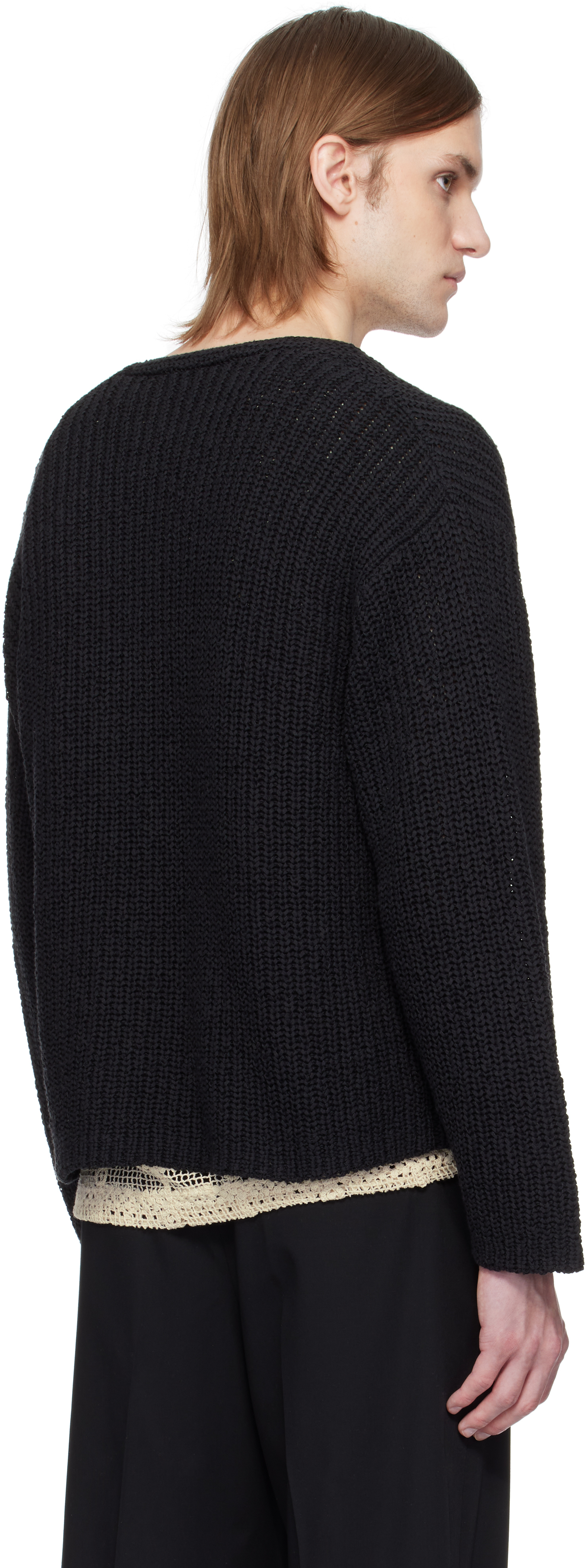Cmmn Swdn Black Eldar Tape Knit Cardigan In Black