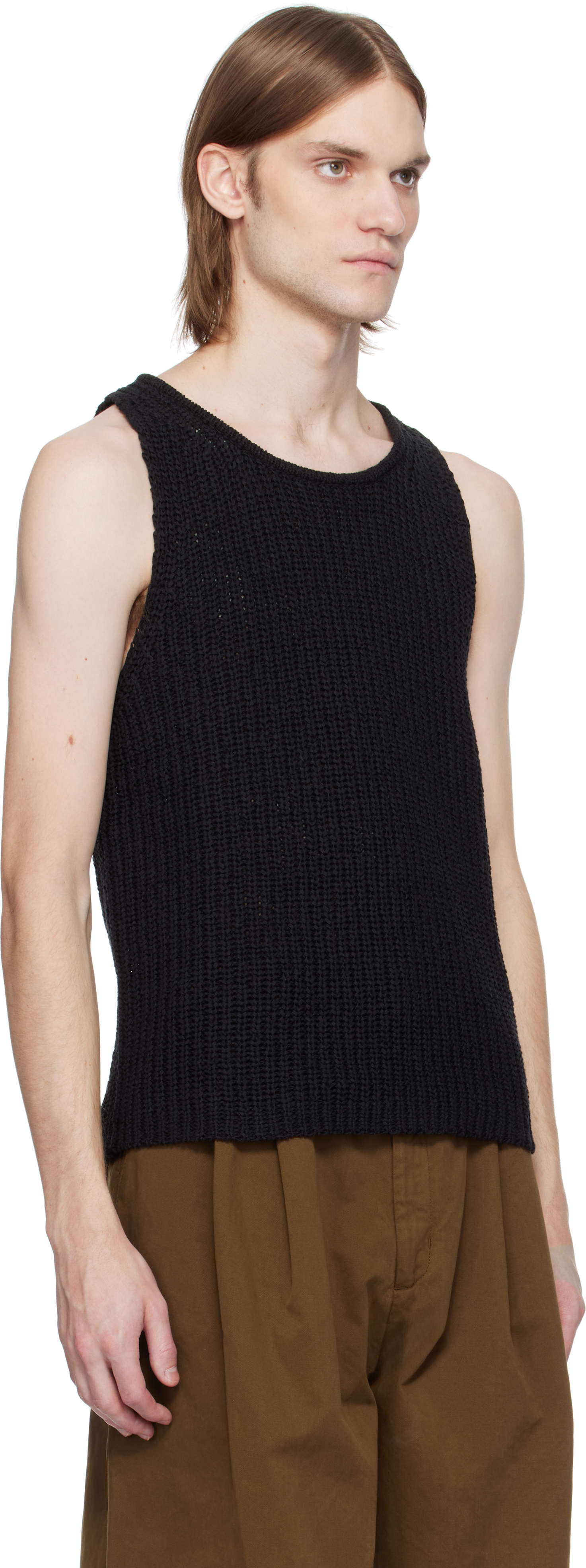 Cmmn Swdn Black Eli Tape Knit Tank Top In Black