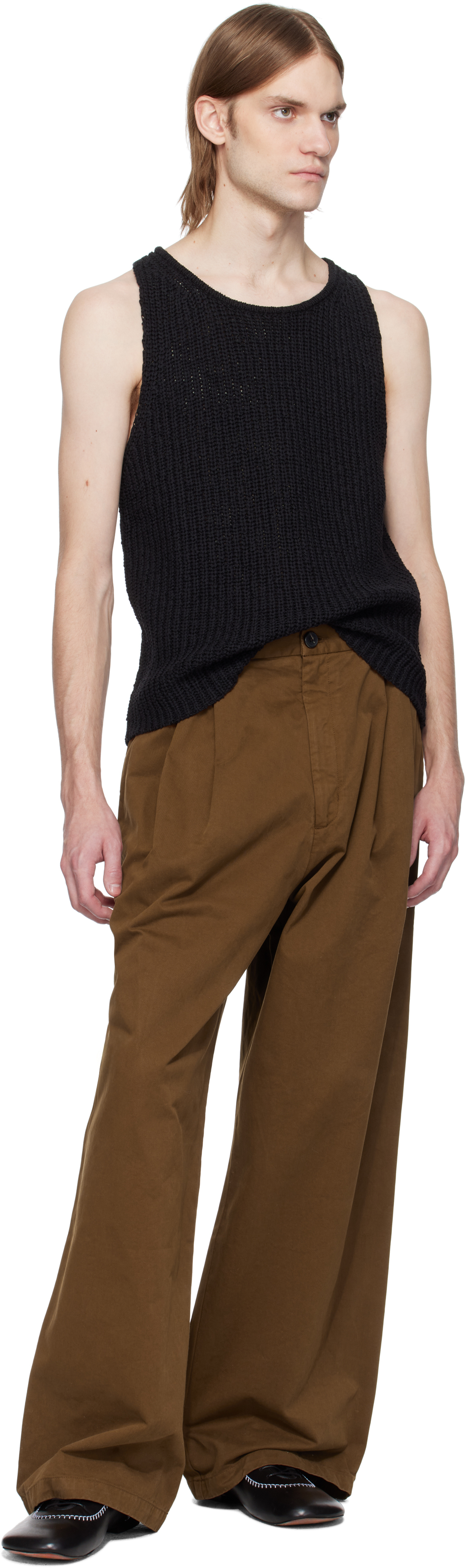 Cmmn Swdn Black Eli Tape Knit Tank Top In Black