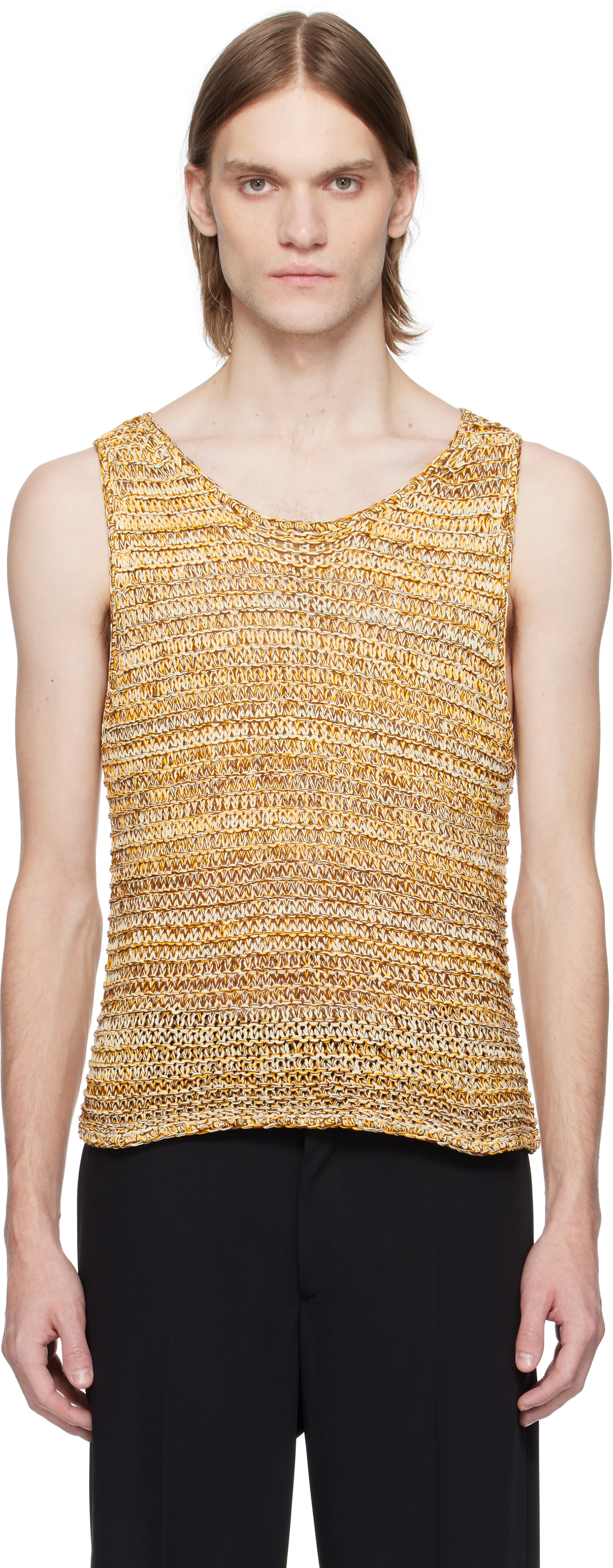 Yellow Tigran Loose-Knit Tank Top