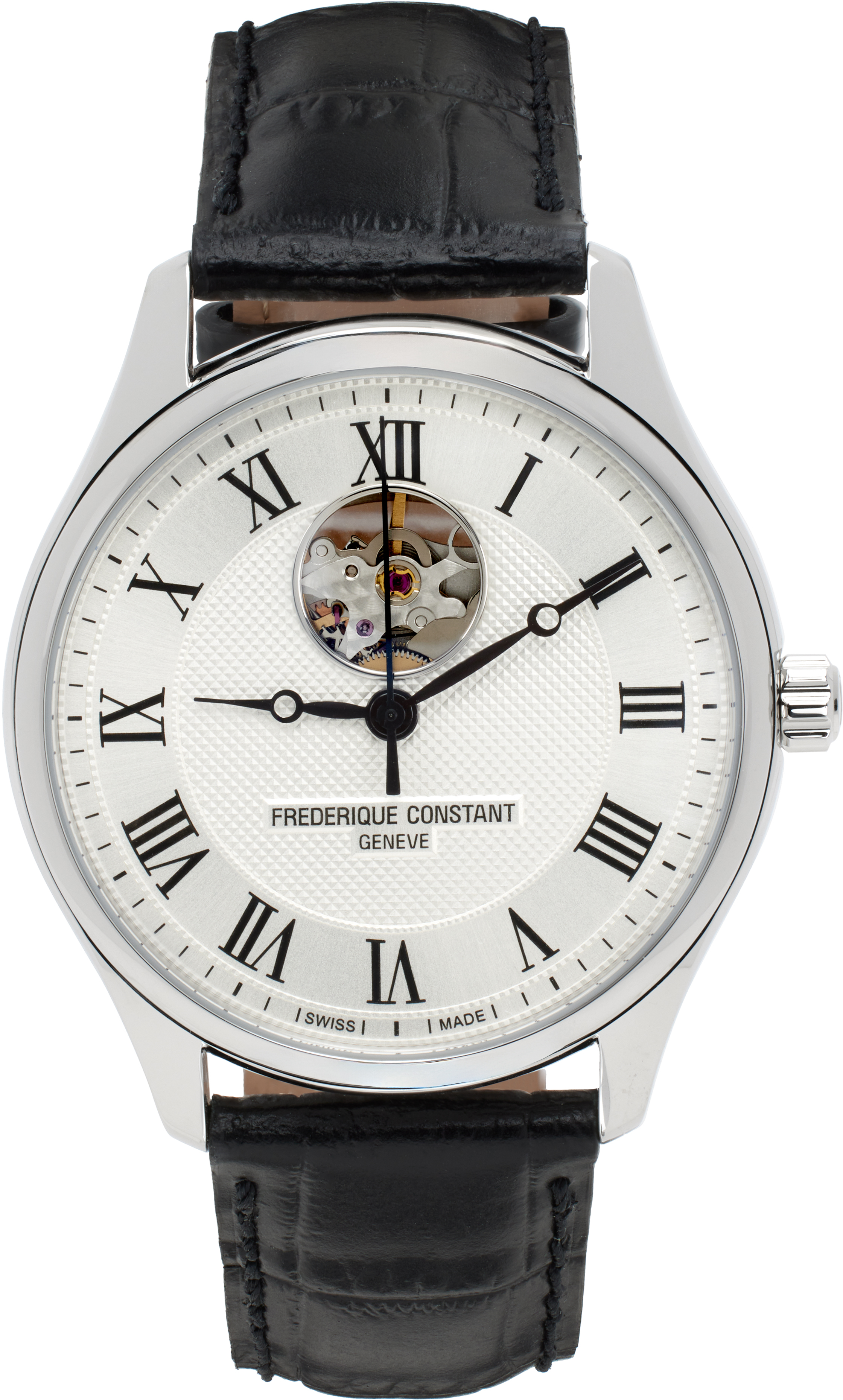 Frédérique Constant Silver 
Black Classics Heart Beat Automatic Watch