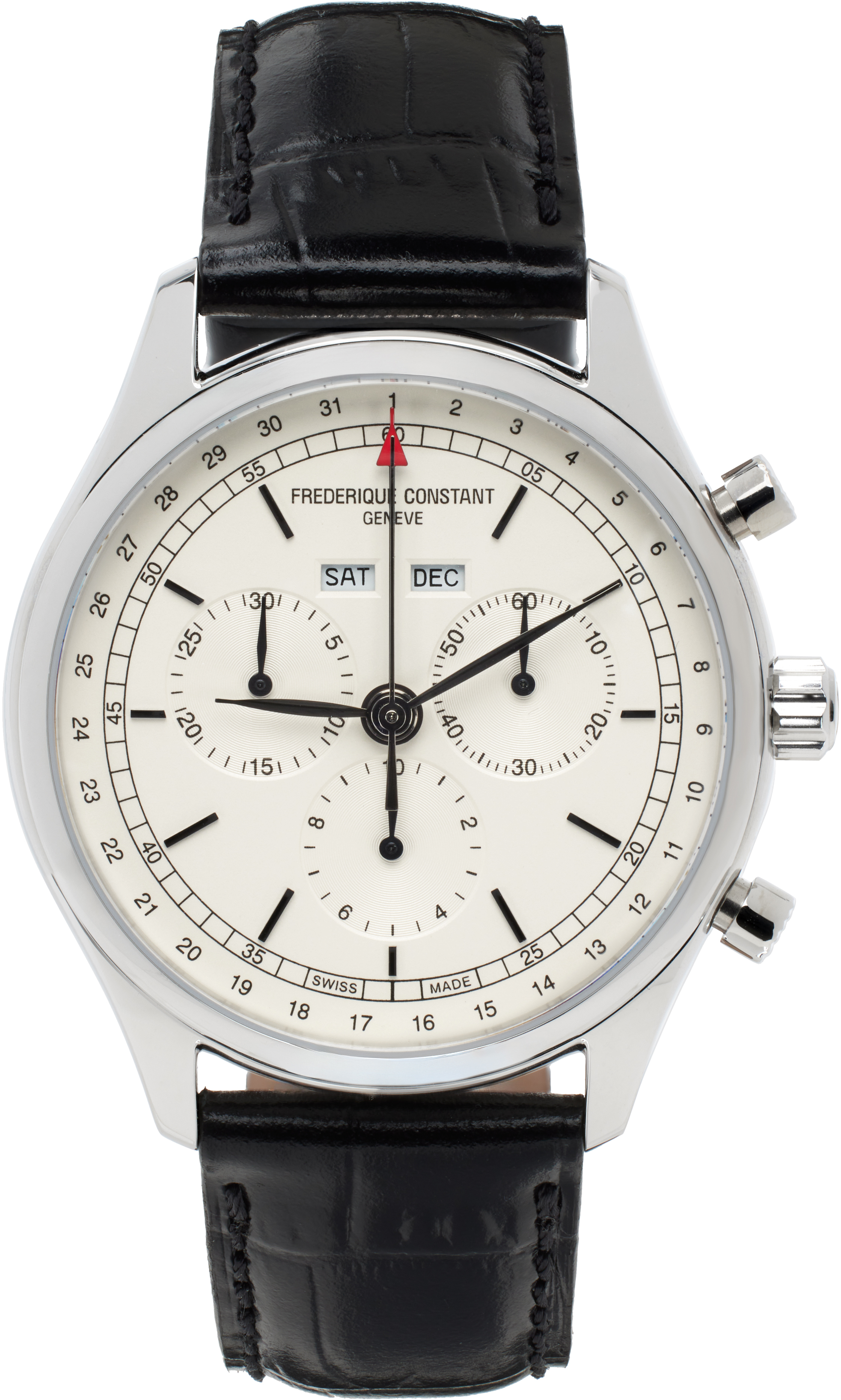 Frédérique Constant Silver & Black Classics Quartz Chronograph Triple Calendar Watch