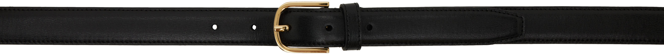 Totême Black Slim Leather Belt In Black 200