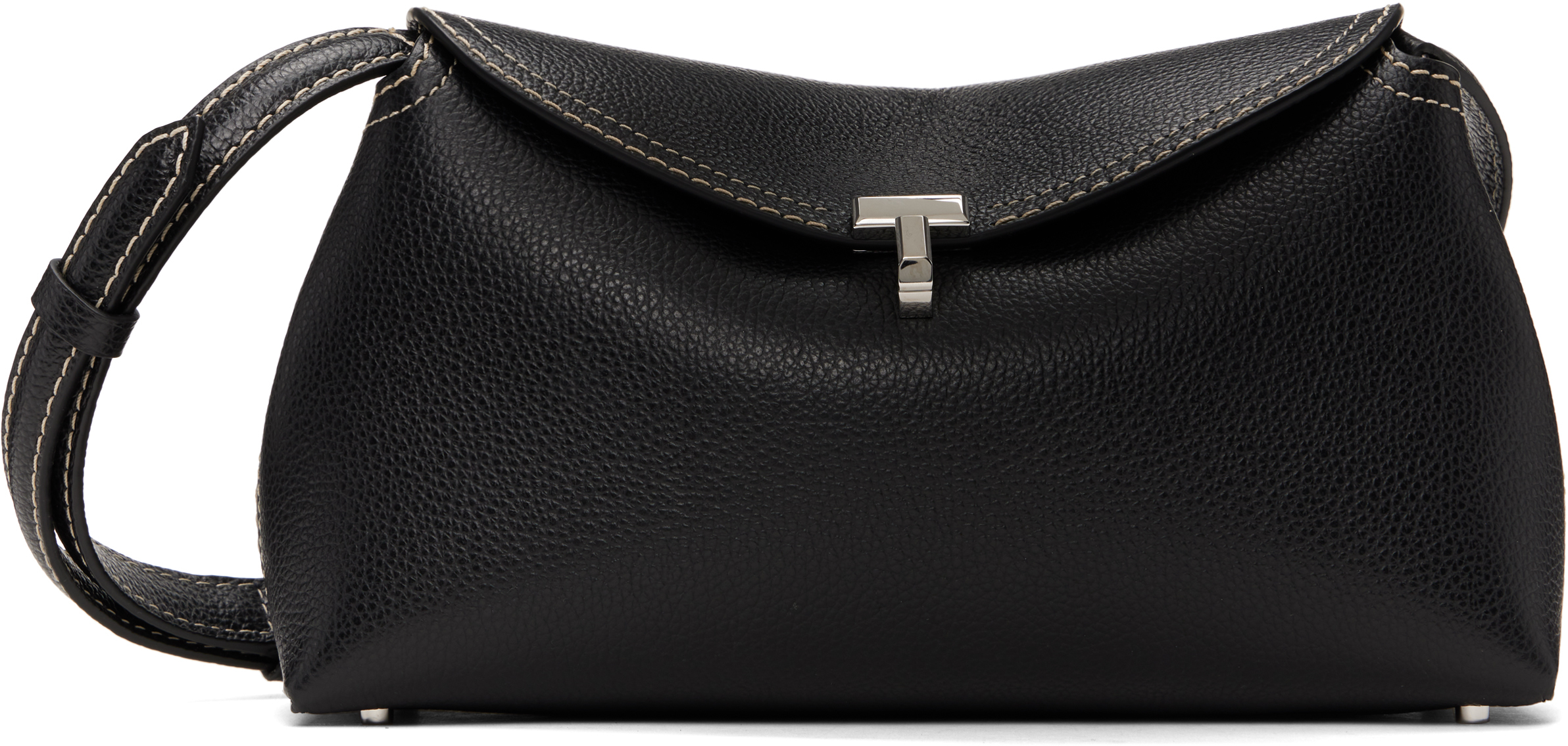 人気！TOTEME ブラック T-Lock グレインレザー クラッチバッグ T-Lock grained-leather clutch black – TOTEME