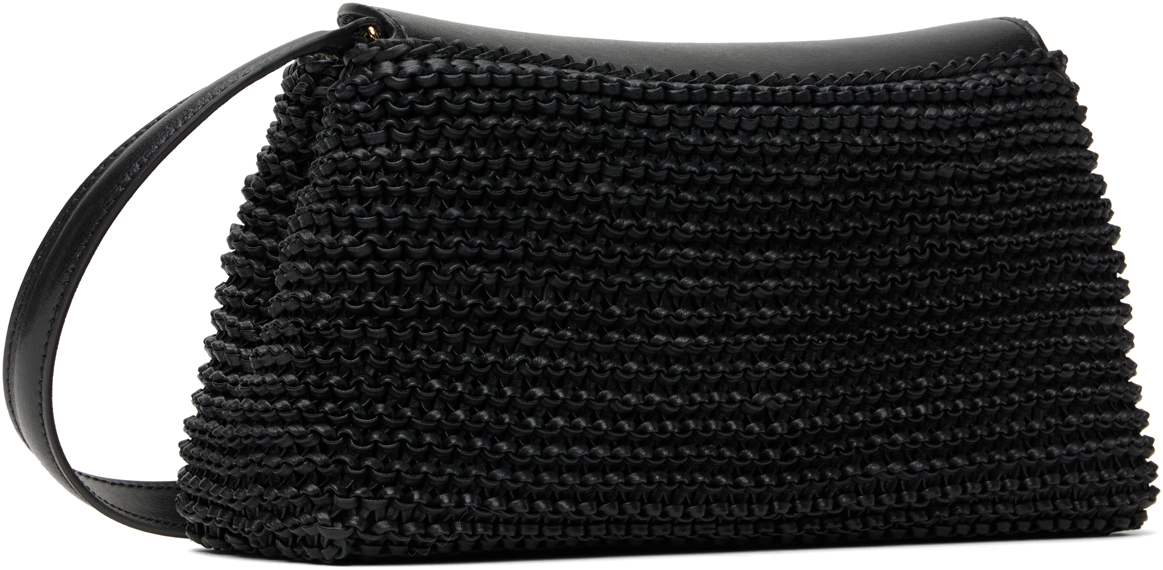 Totême Black T-lock Woven-leather Clutch In Black 001