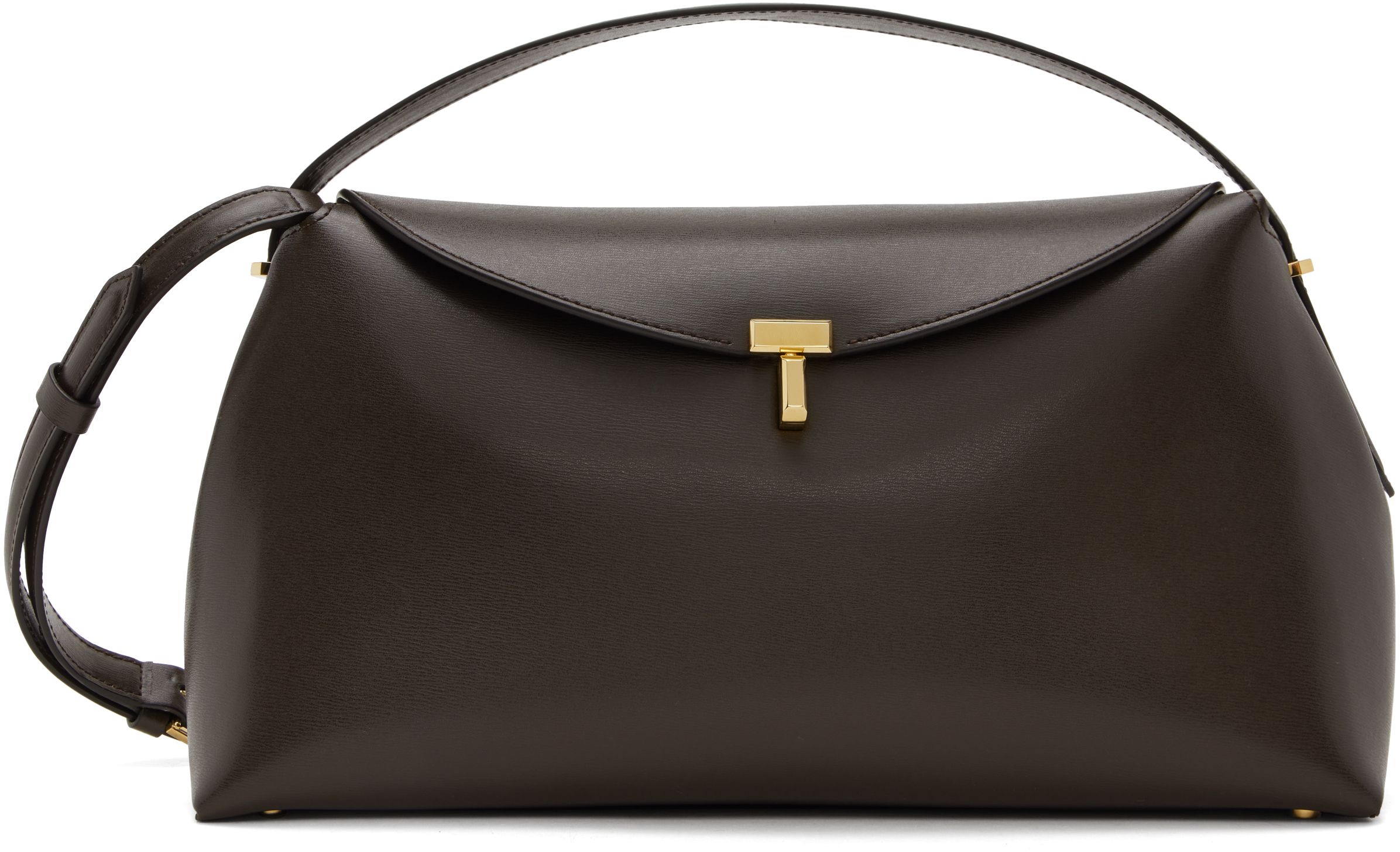 Taupe T-Lock Leather Top Handle Bag