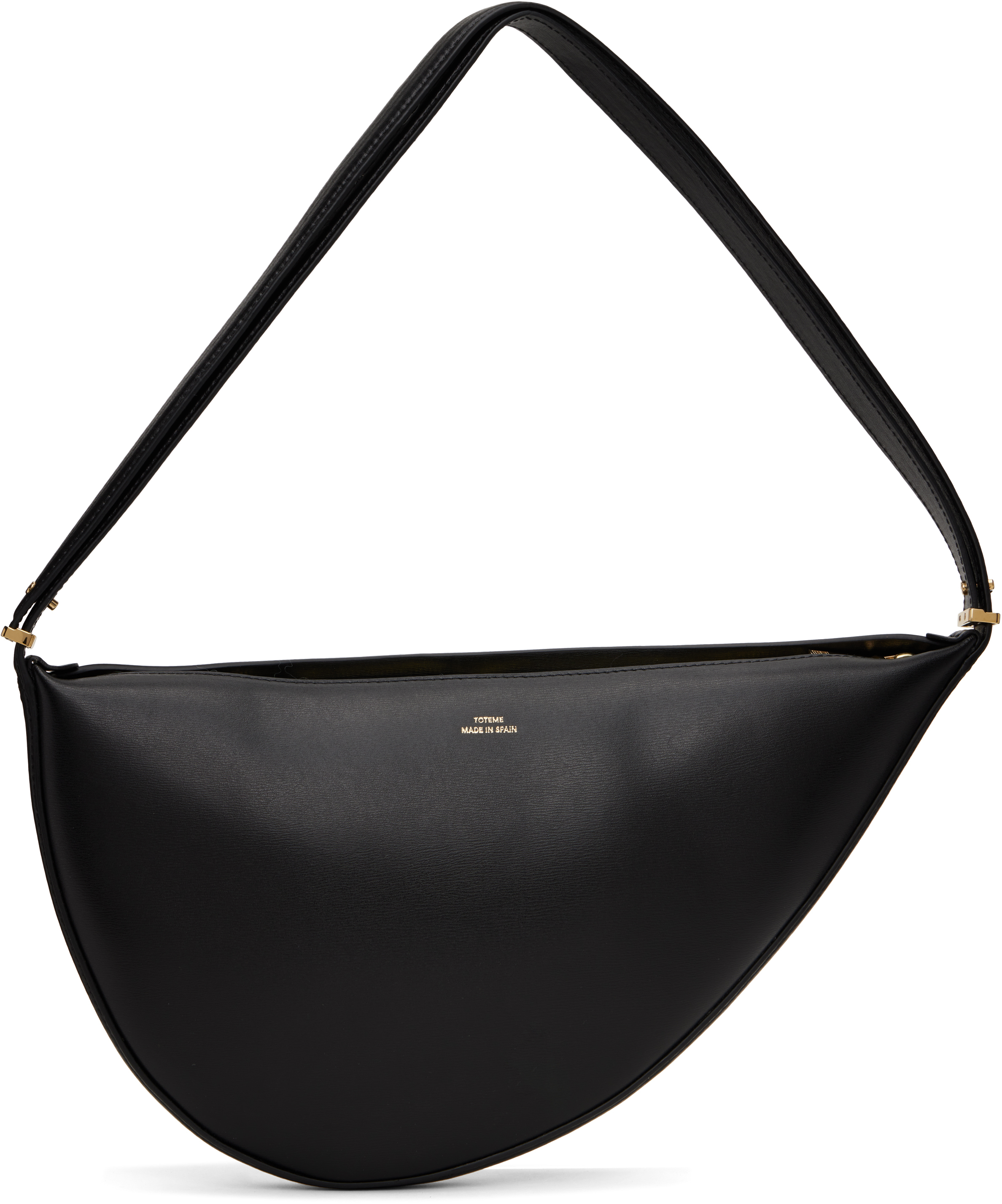 【TOTEME】レザー スクープド スリングバッグ セレブ愛用レザー TOTEME: ブラック Scooped レザー スリングバッグ | SSENSE 日本