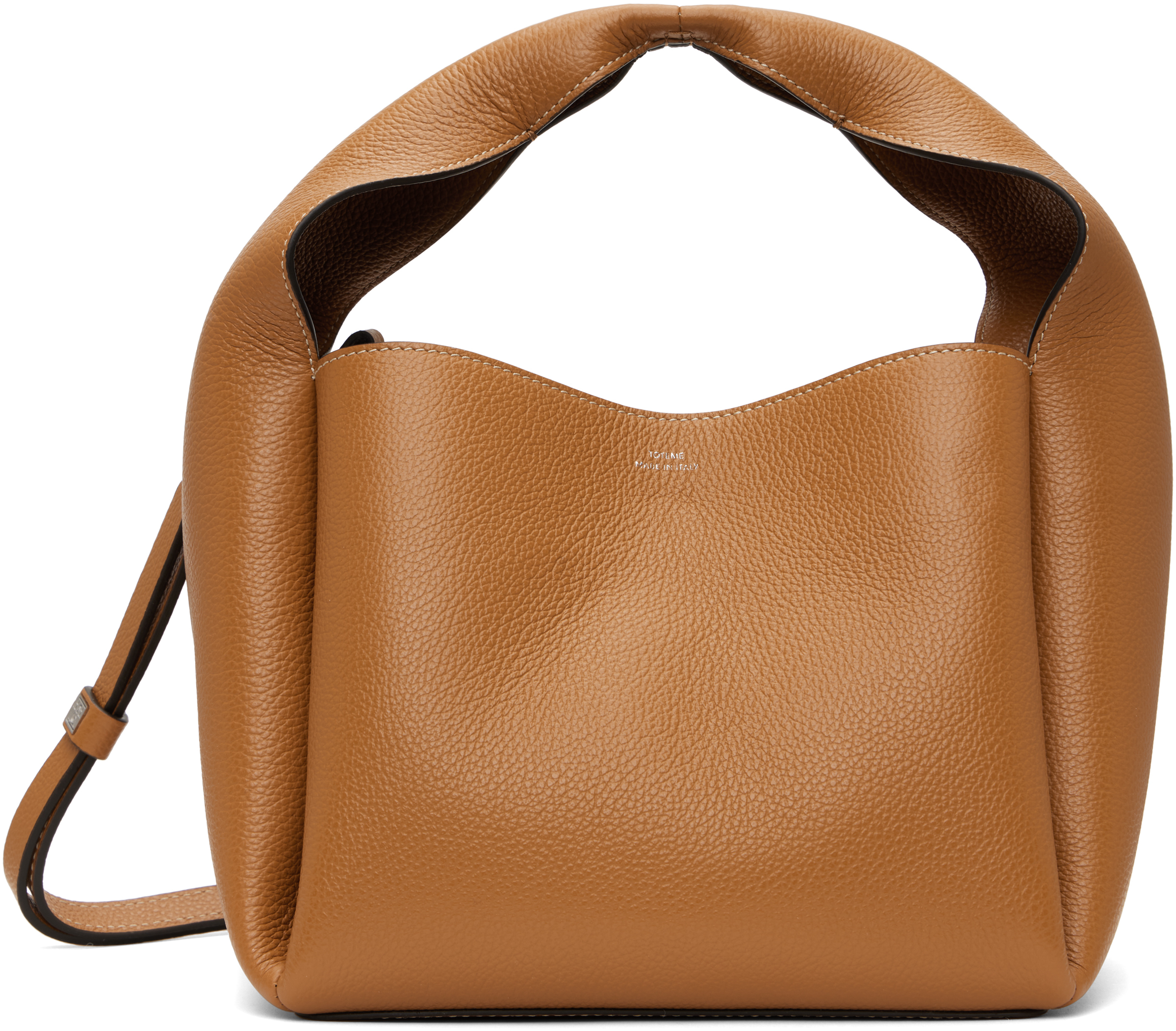 【Toteme】レザーバケットバッグ、タン TOTEMEのタン グレインレザー バケットバッグがセール中