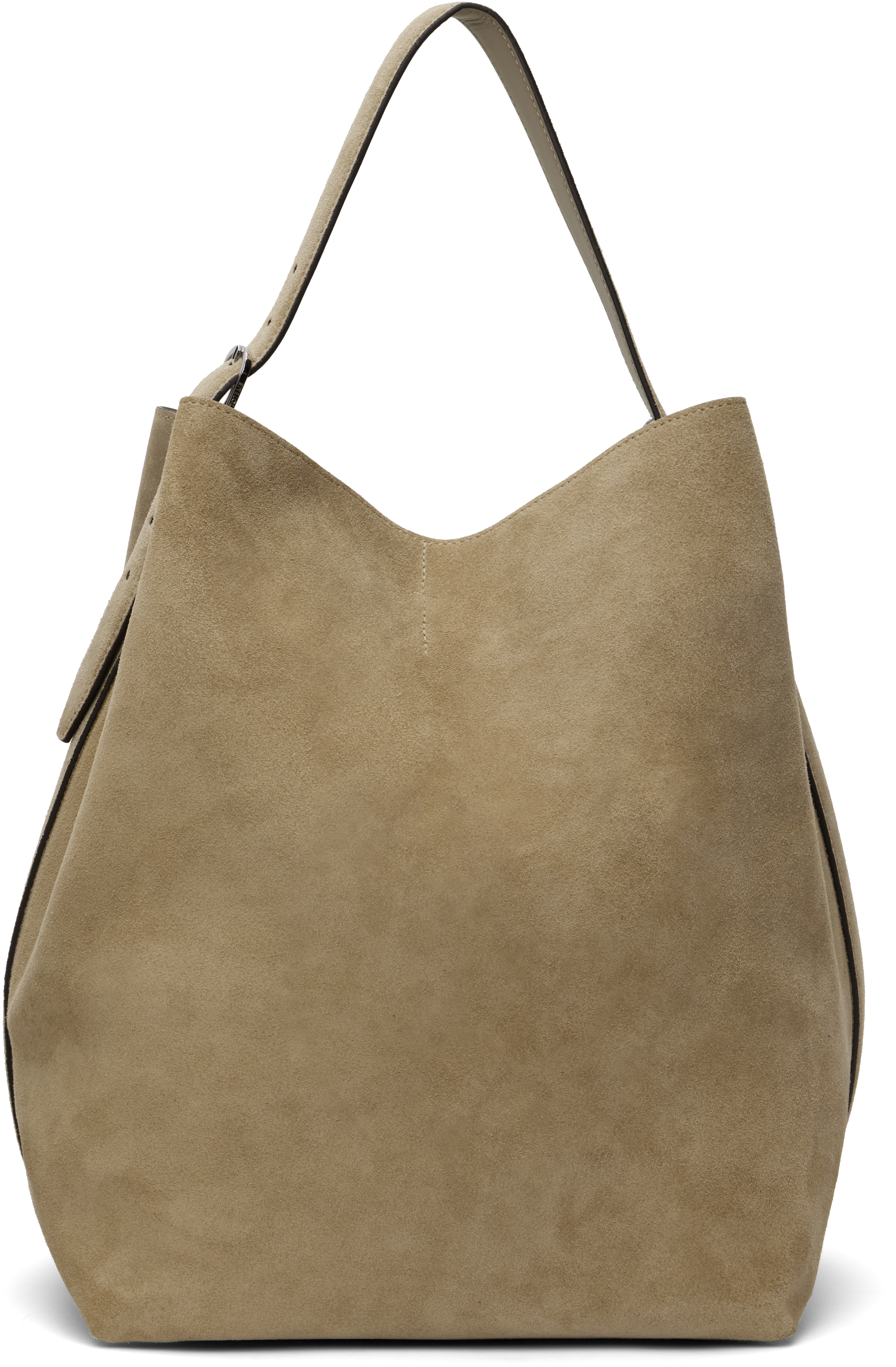 Taupe Belted Suede Tote