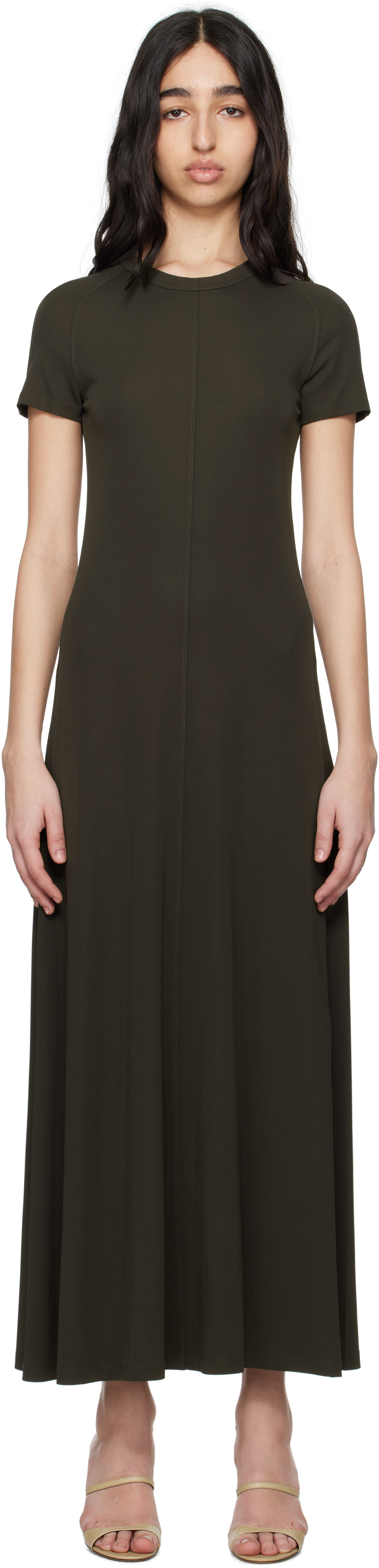 Totême Brown Fluid Jersey Maxi Dress In Pepper 273