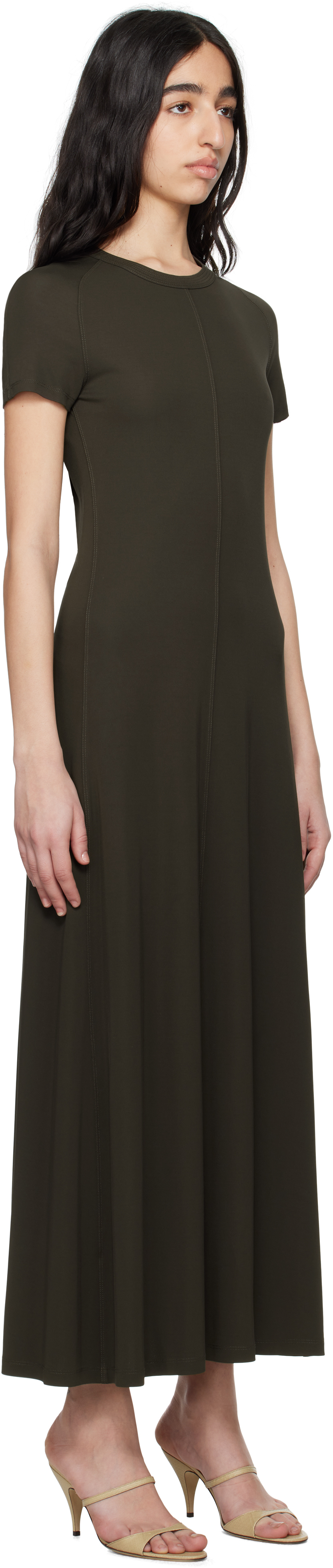 Totême Brown Fluid Jersey Maxi Dress In Pepper 273