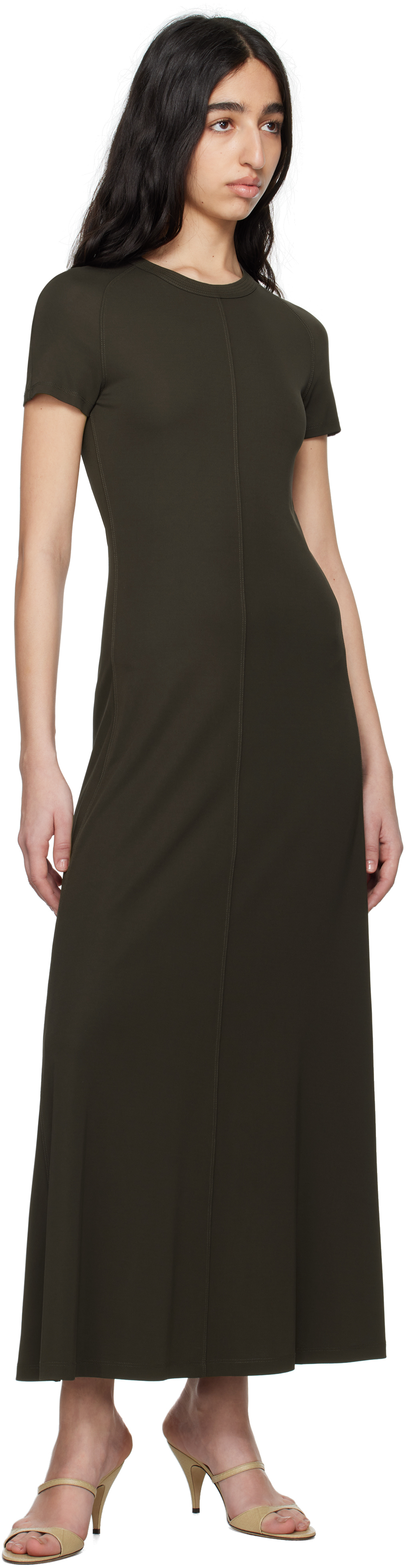 Totême Brown Fluid Jersey Maxi Dress In Pepper 273