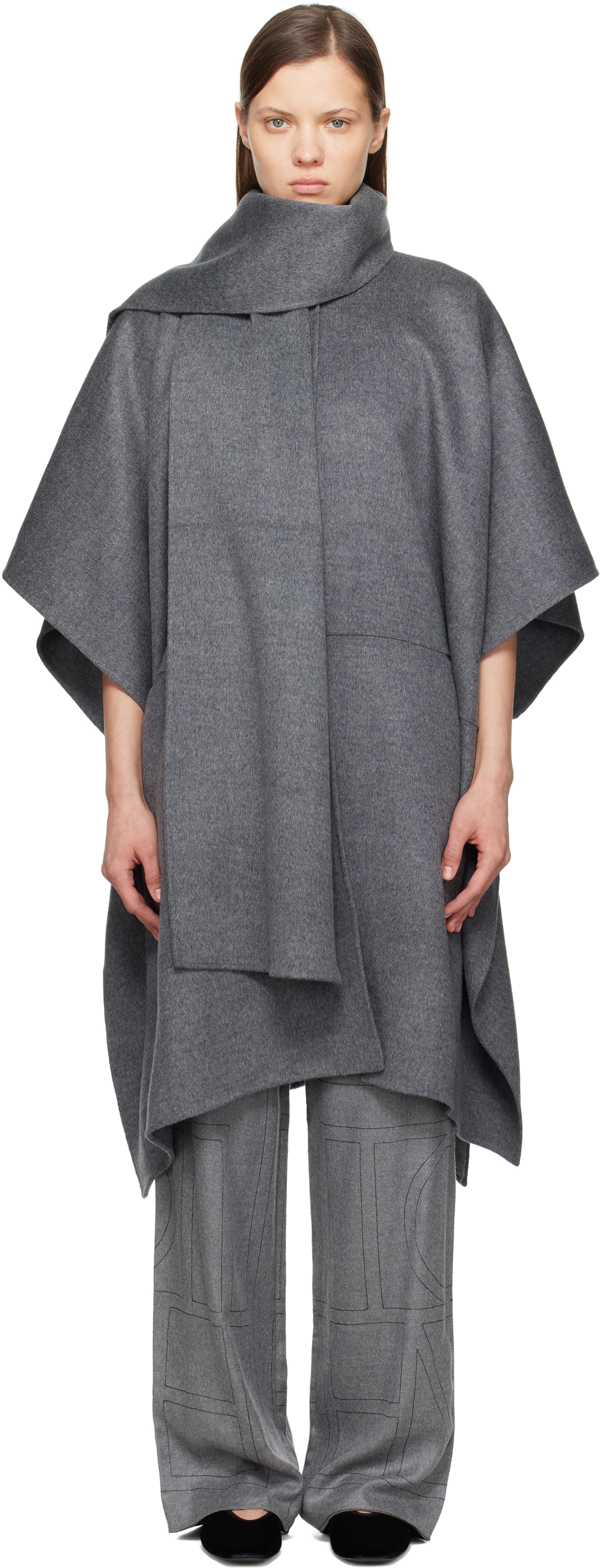 Gray Doublé Scarf Coat