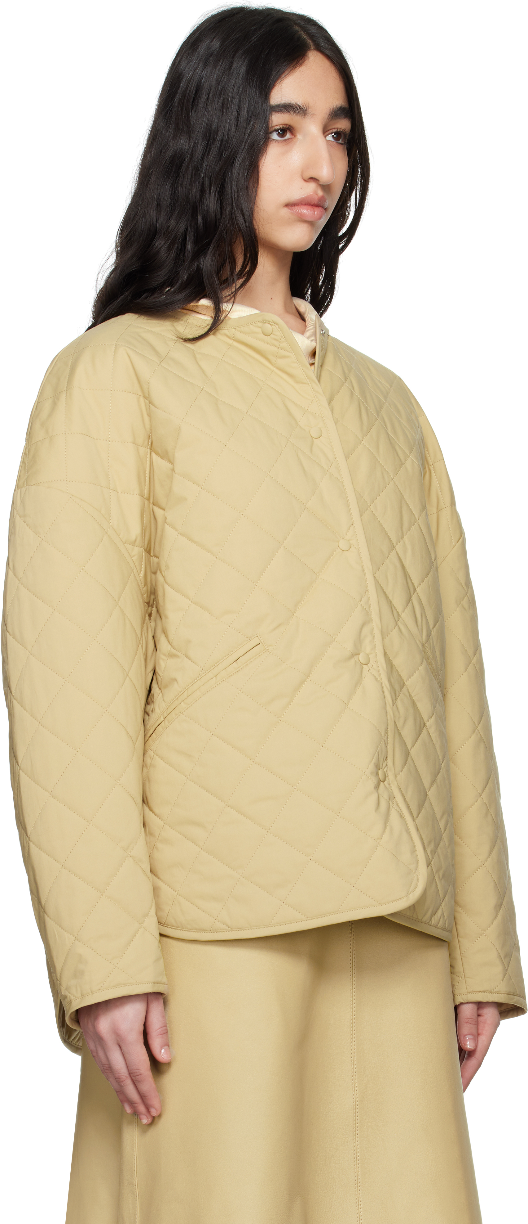 Totême Beige Quilted Jacket In Desert 272