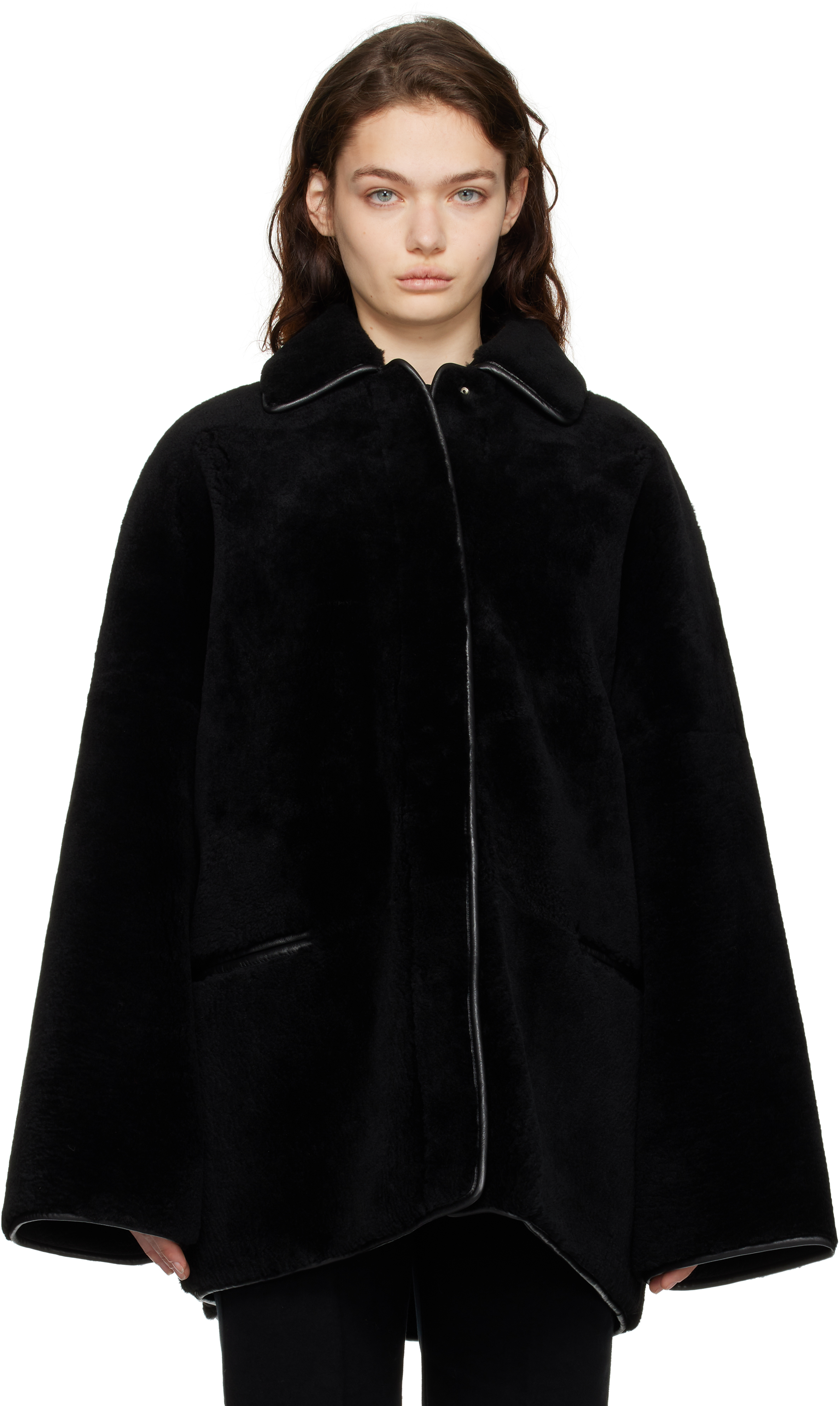 Black Teddy Overshirt Shearling Jacket