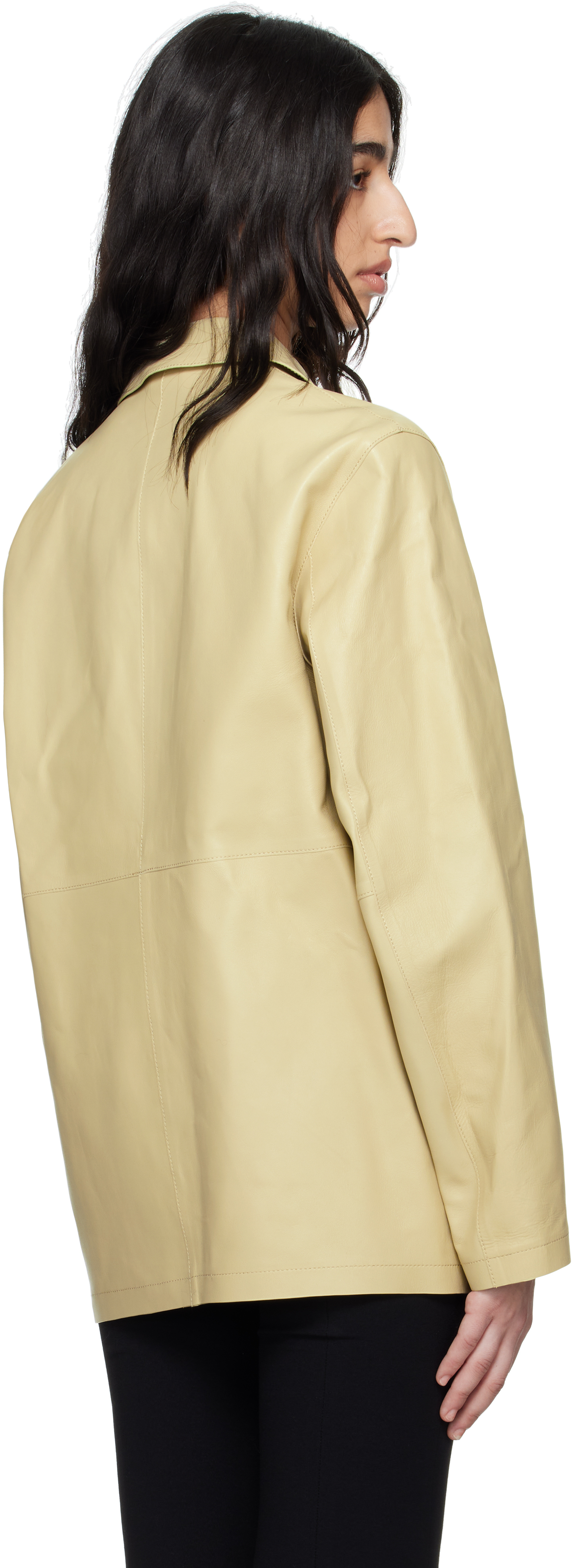 Totême Beige Clean Leather Jacket In Peanut 271