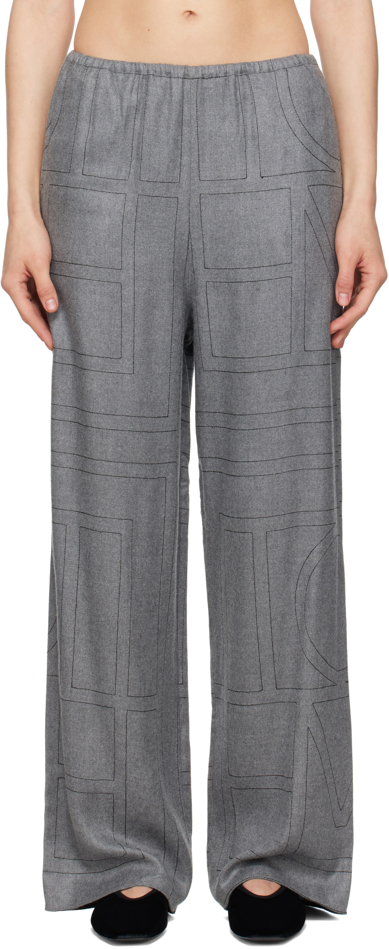 Gray Monogram Flannel PJ Lounge Pants