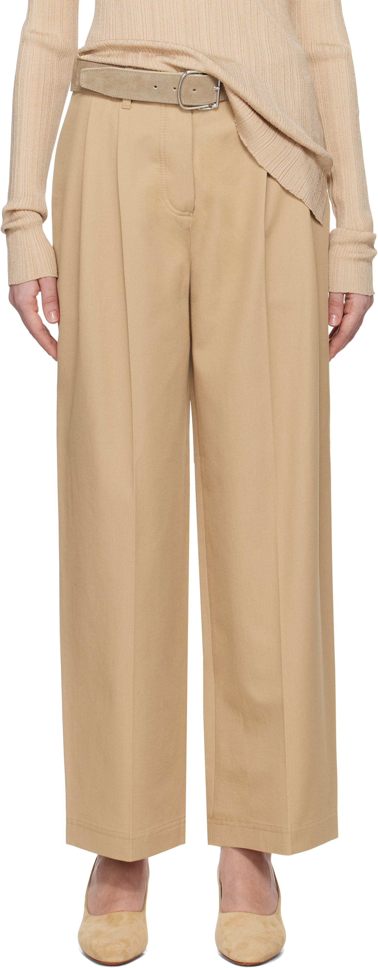 Totême Beige Relaxed Chino Trousers In Desert 272